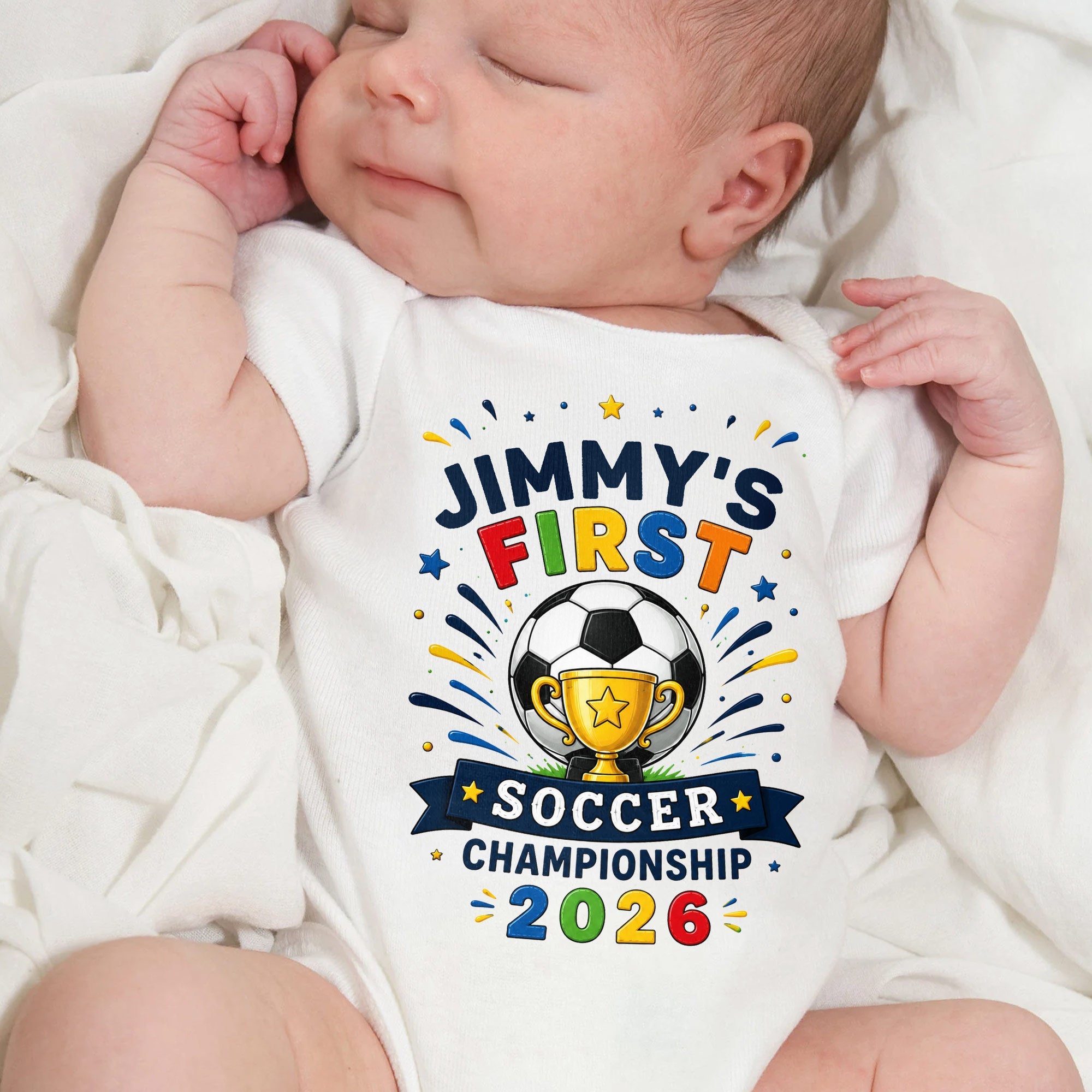 Personalized Baby Onesie Custom Name Soccer Championship Gift Baby Onesie GradoCreations