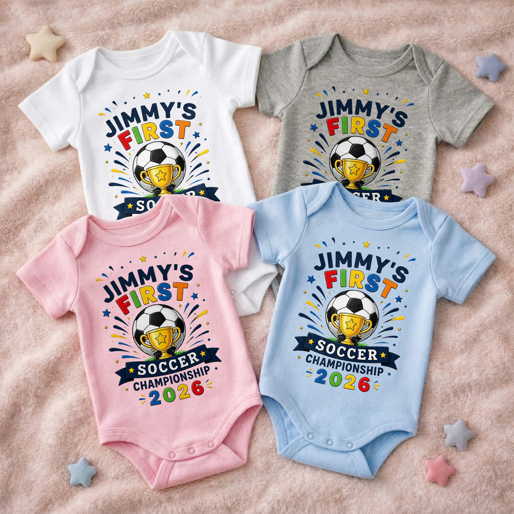 Personalized Baby Onesie Custom Name Soccer Championship Gift Baby Onesie GradoCreations