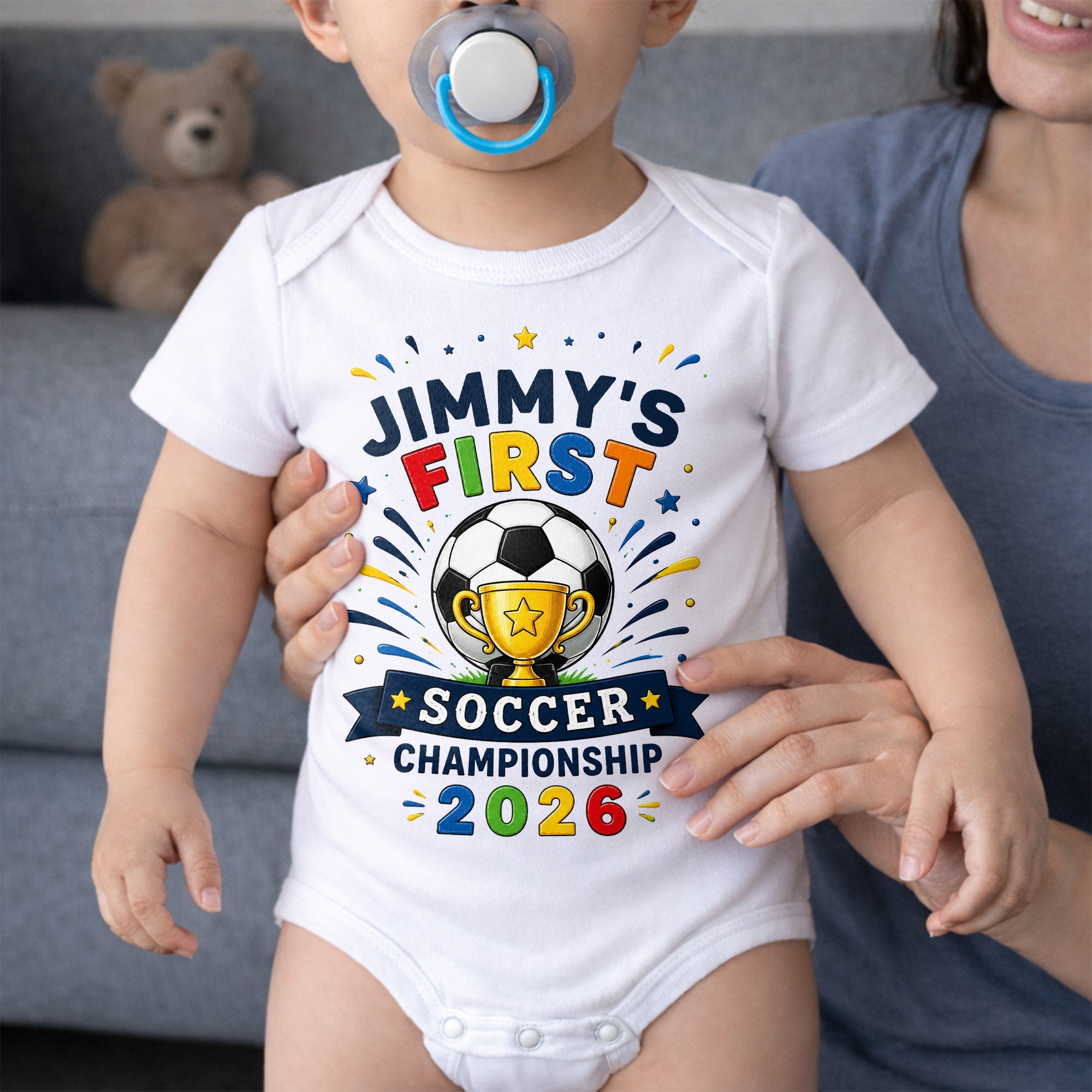 Personalized Baby Onesie Custom Name Soccer Championship Gift Baby Onesie GradoCreations