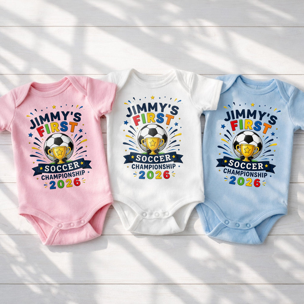 Personalized Baby Onesie Custom Name Soccer Championship Gift Baby Onesie GradoCreations