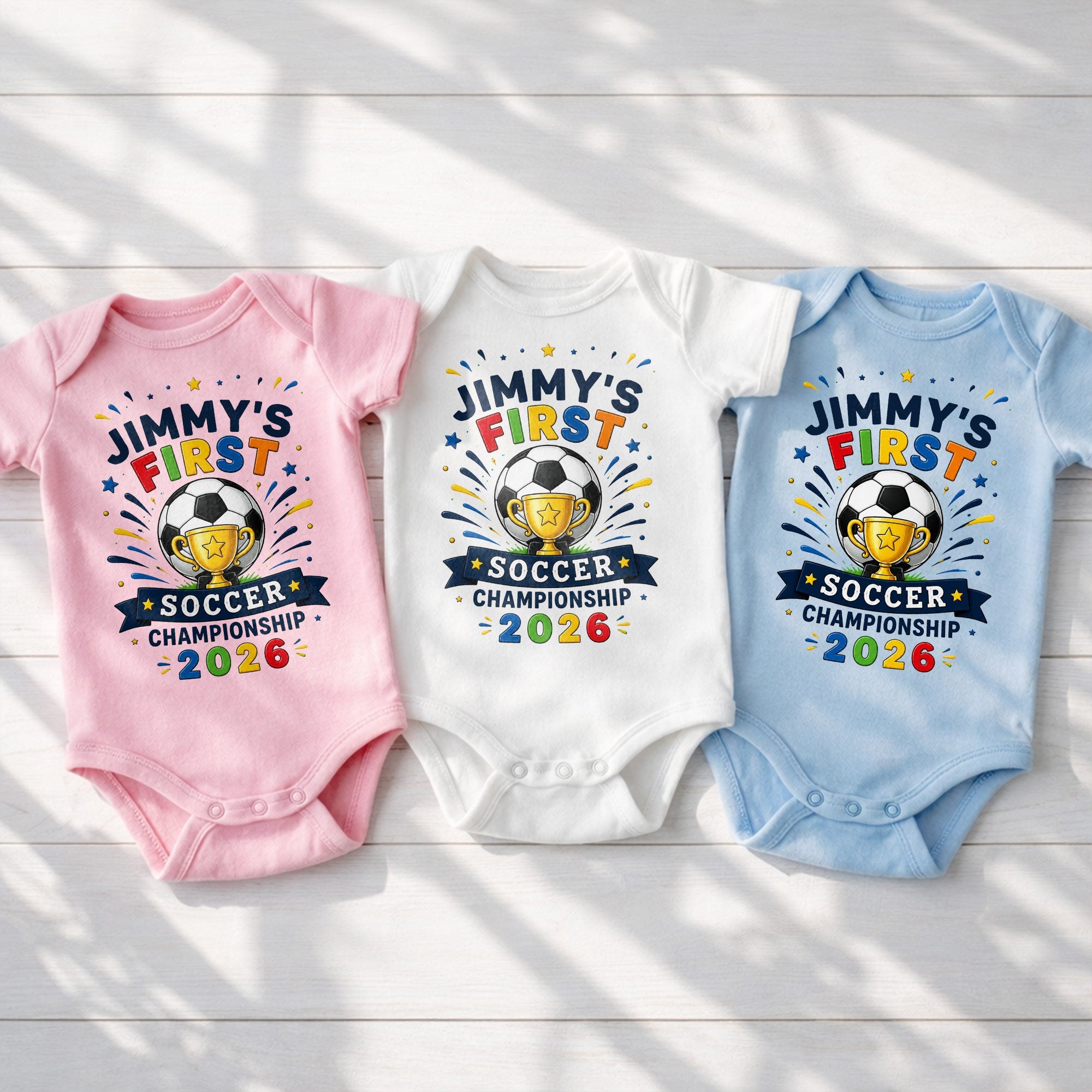 Personalized Baby Onesie Custom Name Soccer Championship Gift Baby Onesie GradoCreations