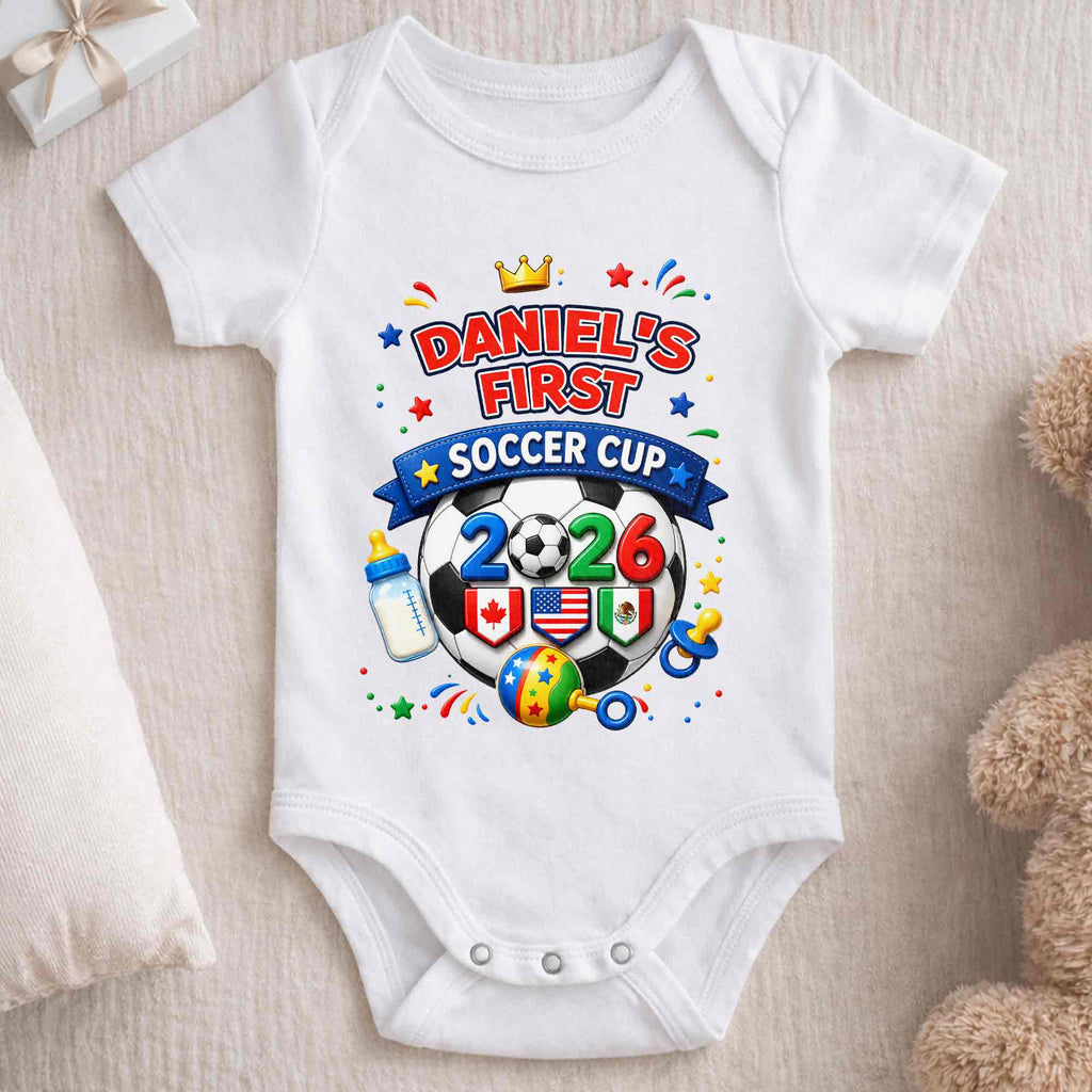Personalized Soccer Ball Baby Onesie Custom Name Gift for Kids Baby Onesie GradoCreations