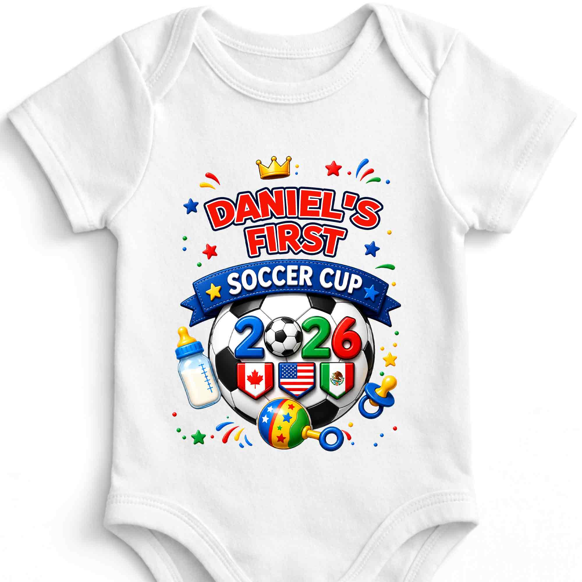 Personalized Soccer Ball Baby Onesie Custom Name Gift for Kids Baby Onesie GradoCreations