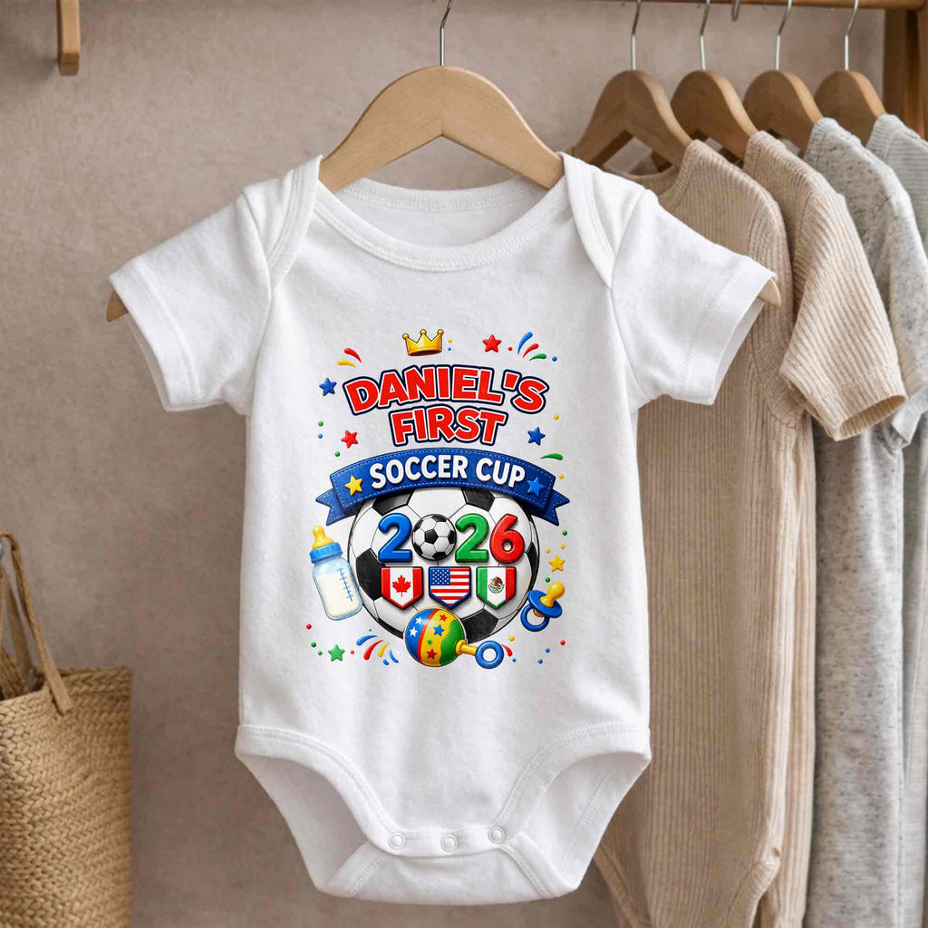Personalized Soccer Ball Baby Onesie Custom Name Gift for Kids Baby Onesie GradoCreations