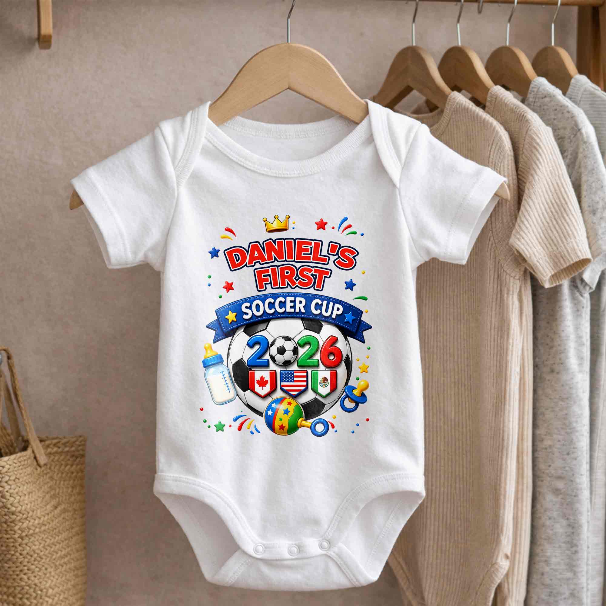 Personalized Soccer Ball Baby Onesie Custom Name Gift for Kids Baby Onesie GradoCreations