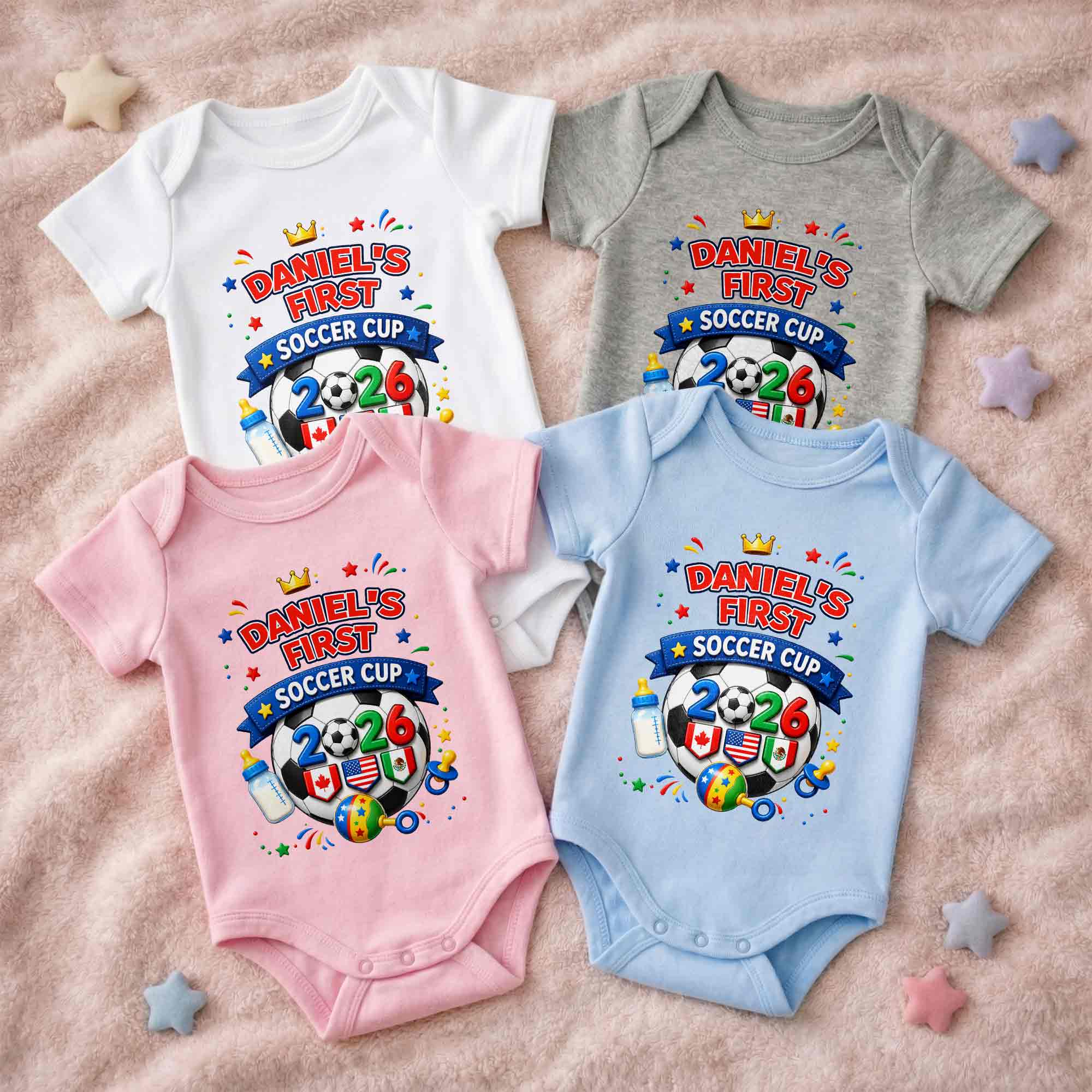 Personalized Soccer Ball Baby Onesie Custom Name Gift for Kids Baby Onesie GradoCreations