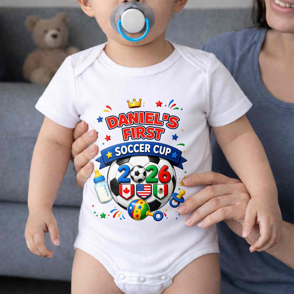 Personalized Soccer Ball Baby Onesie Custom Name Gift for Kids Baby Onesie GradoCreations