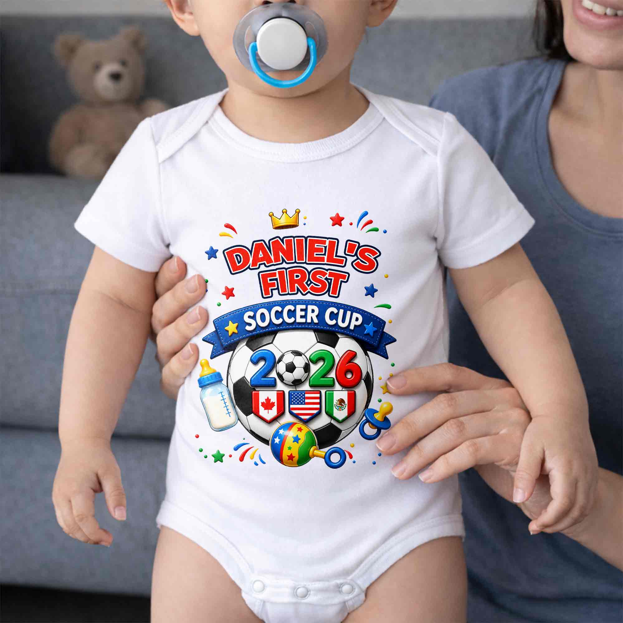 Personalized Soccer Ball Baby Onesie Custom Name Gift for Kids Baby Onesie GradoCreations