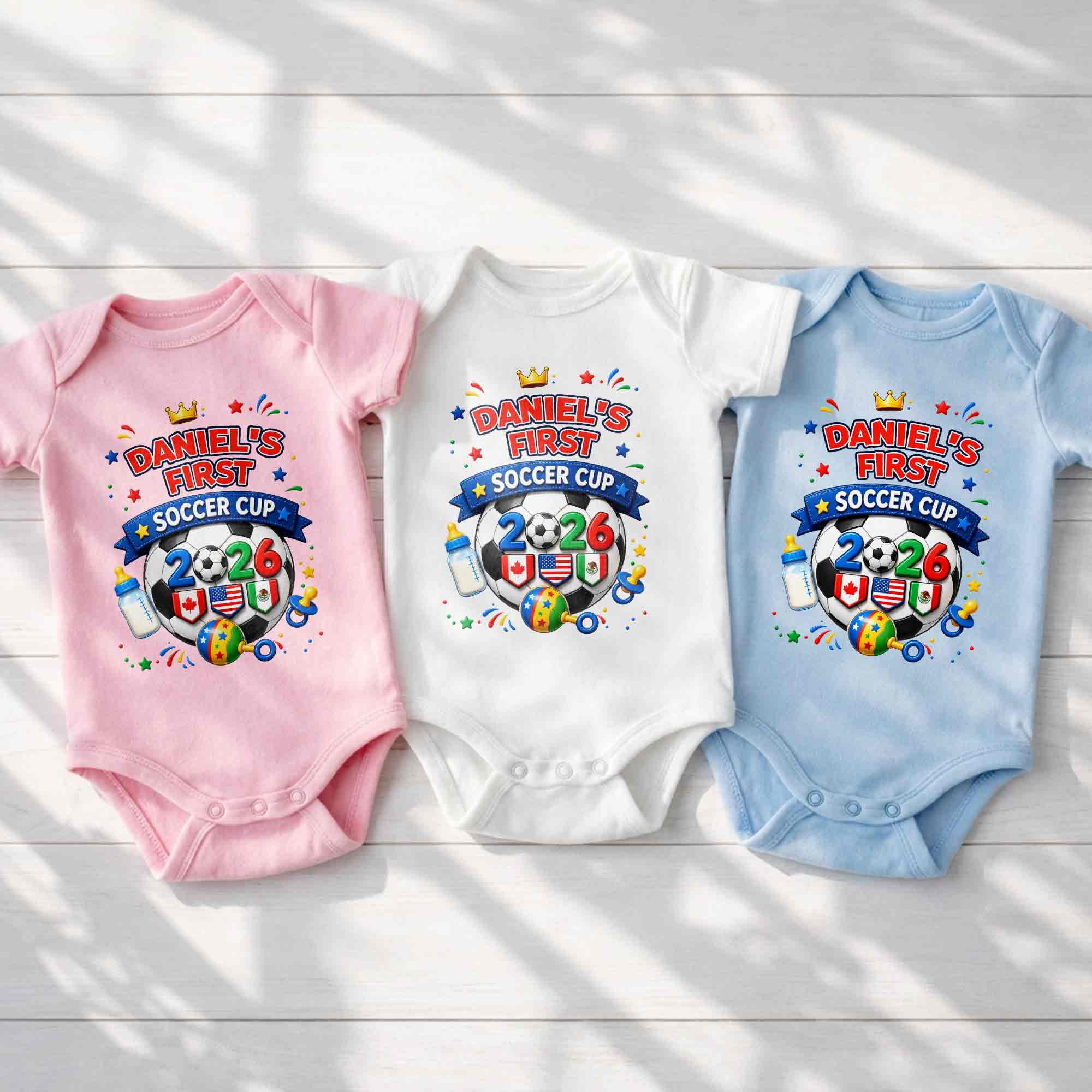 Personalized Soccer Ball Baby Onesie Custom Name Gift for Kids Baby Onesie GradoCreations