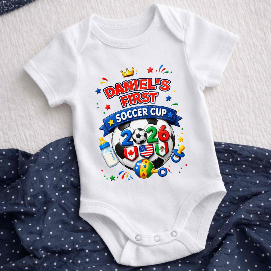 Personalized Soccer Ball Baby Onesie Custom Name Gift for Kids Baby Onesie GradoCreations