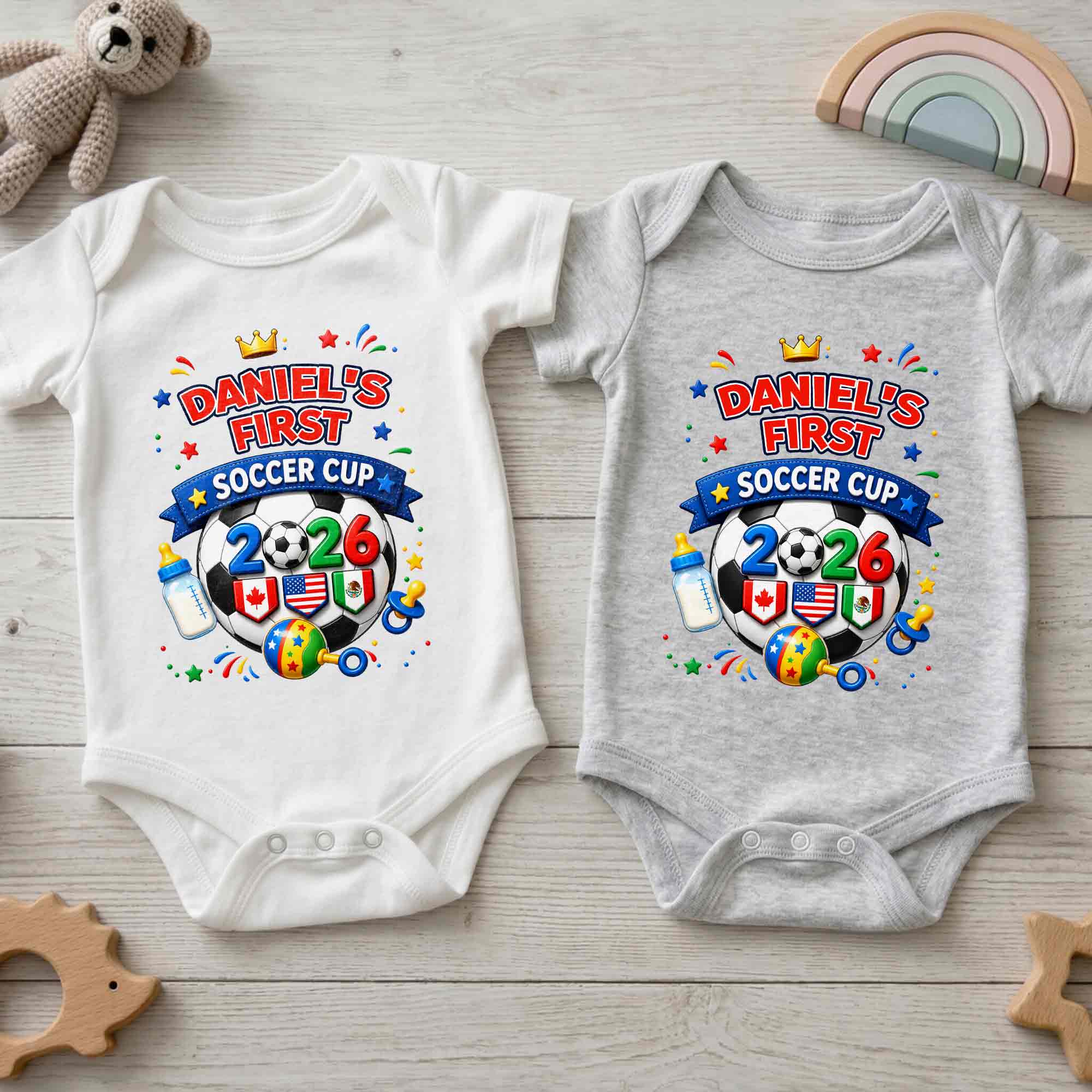 Personalized Soccer Ball Baby Onesie Custom Name Gift for Kids Baby Onesie GradoCreations