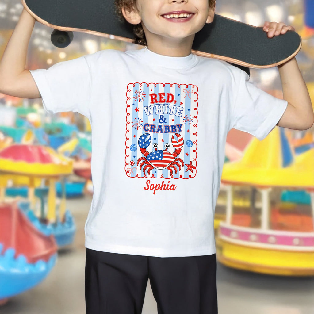 Personalized Red White and Crabby Youth T-Shirt Custom Name Gift for Kids Youth T-Shirt GradoCreations