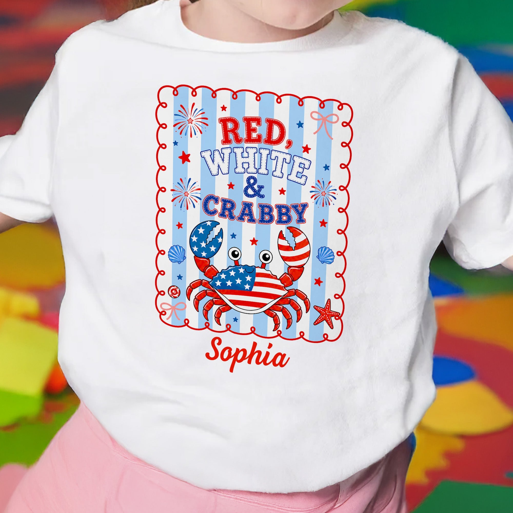 Personalized Red White and Crabby Youth T-Shirt Custom Name Gift for Kids Youth T-Shirt GradoCreations