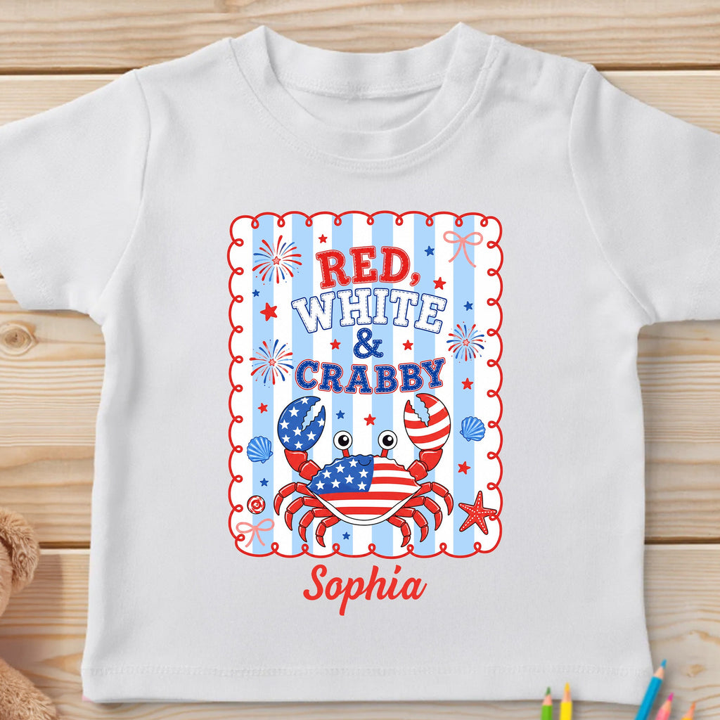Personalized Red White and Crabby Youth T-Shirt Custom Name Gift for Kids Youth T-Shirt GradoCreations