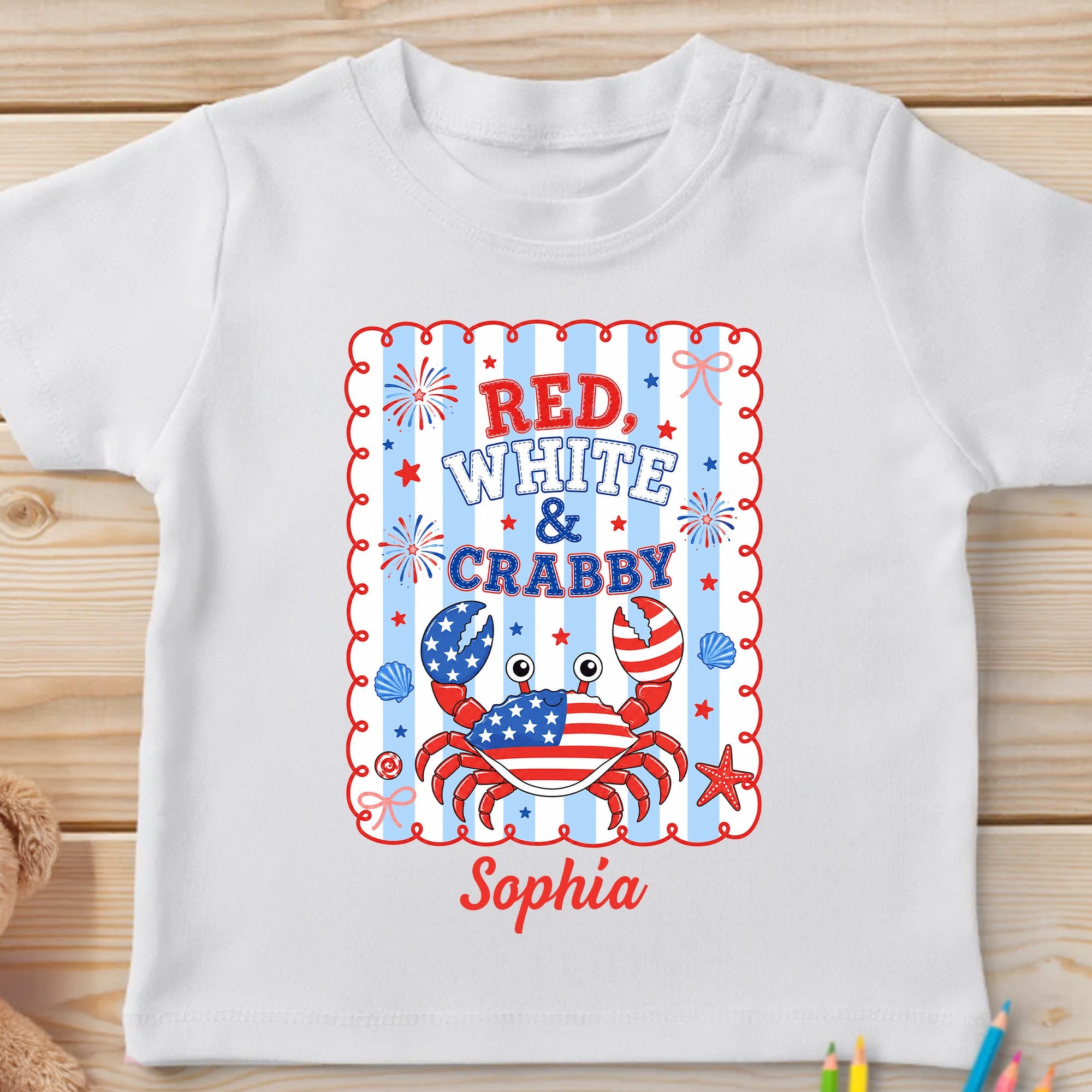 Personalized Red White and Crabby Youth T-Shirt Custom Name Gift for Kids Youth T-Shirt GradoCreations
