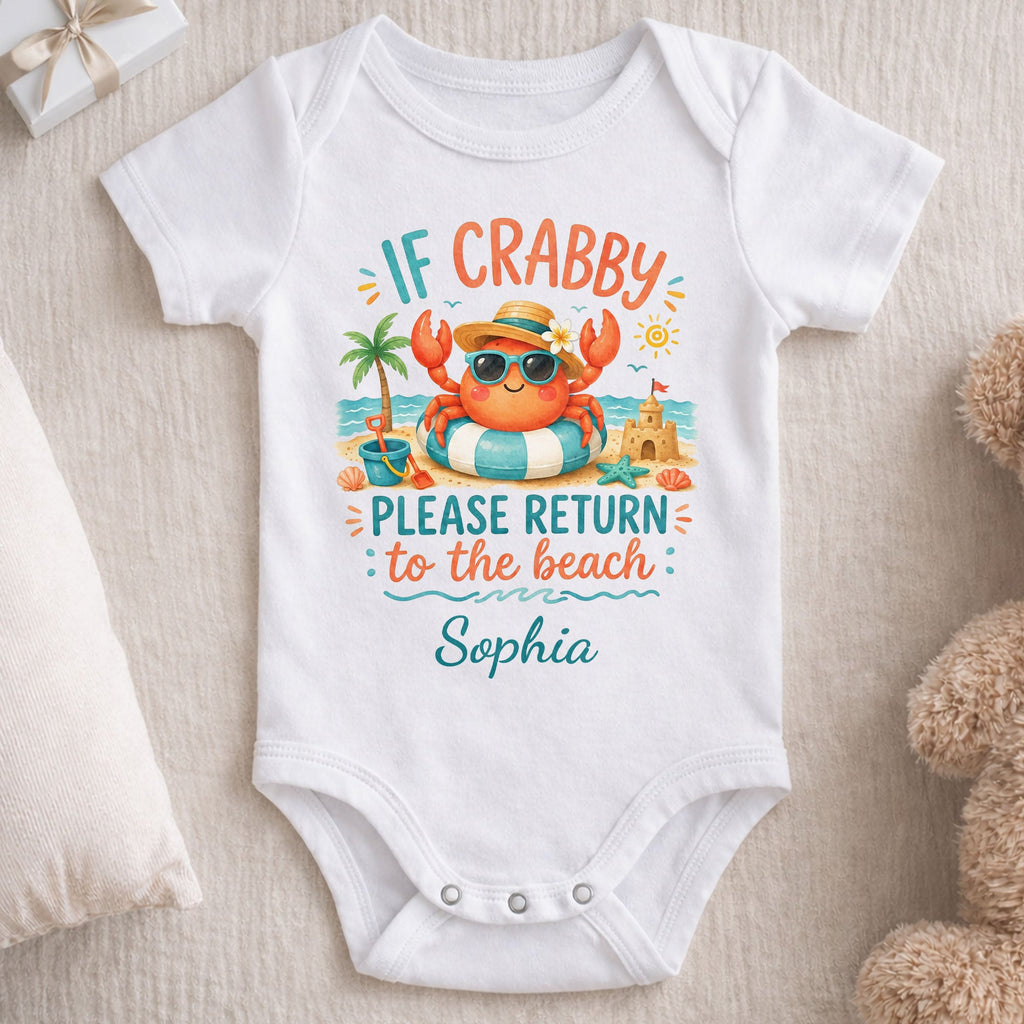 Personalized Crab Beach Baby Onesie Custom Name Gift