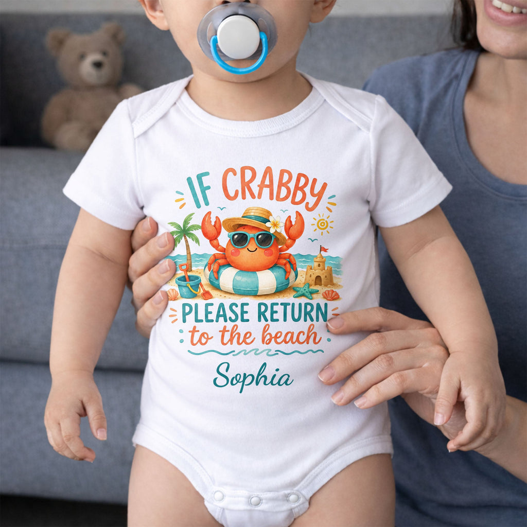 Personalized Crab Beach Baby Onesie Custom Name Gift