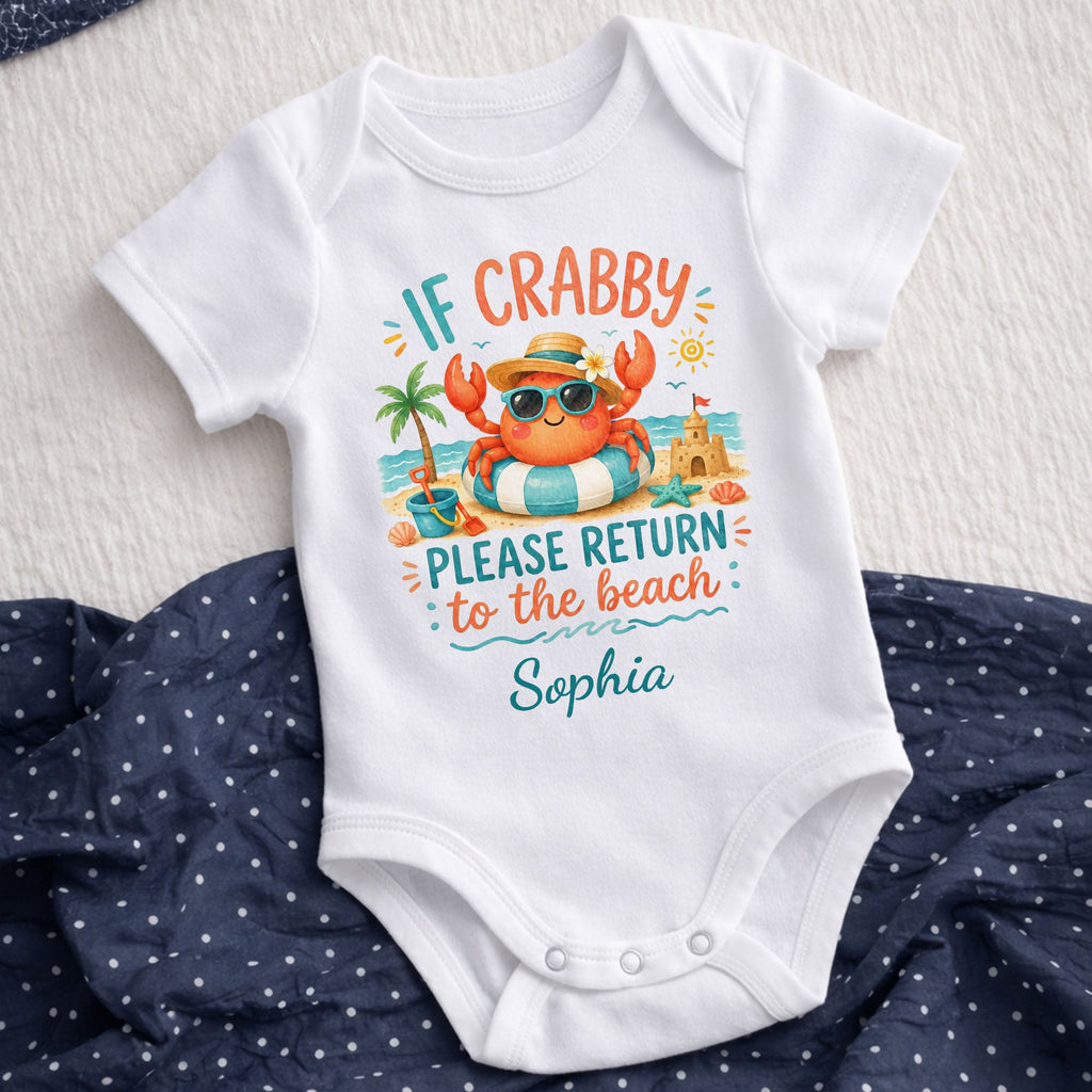 Personalized Crab Beach Baby Onesie Custom Name Gift