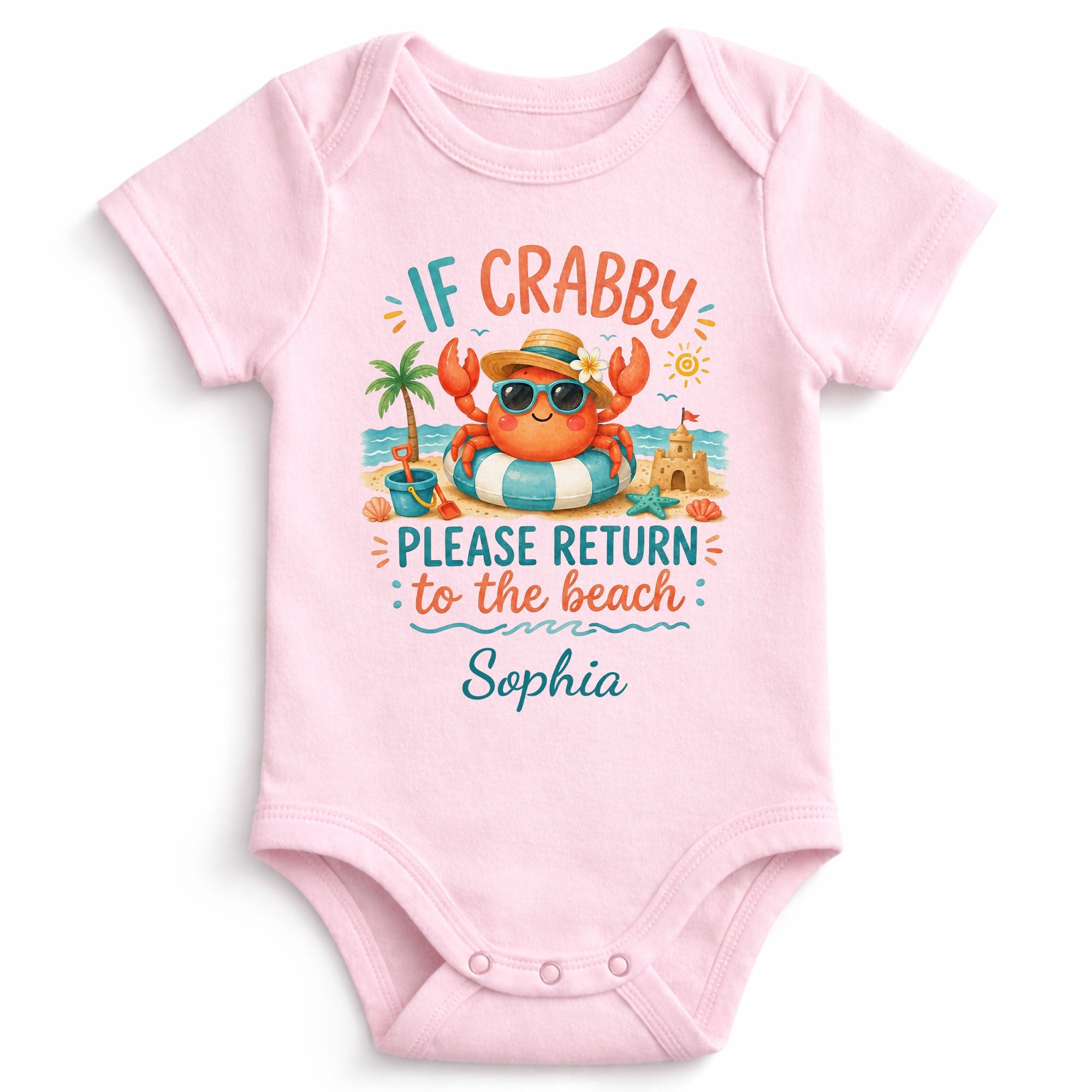Personalized Crab Beach Baby Onesie Custom Name Gift