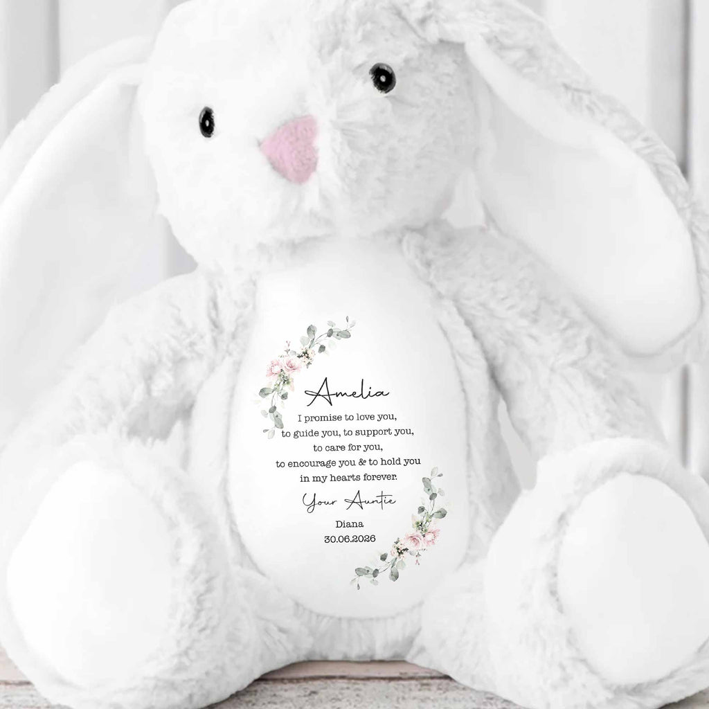 Personalized Stuffed Bunny Custom Name Floral Wreath Gift for Kids Stuffed Bunny GradoCreations