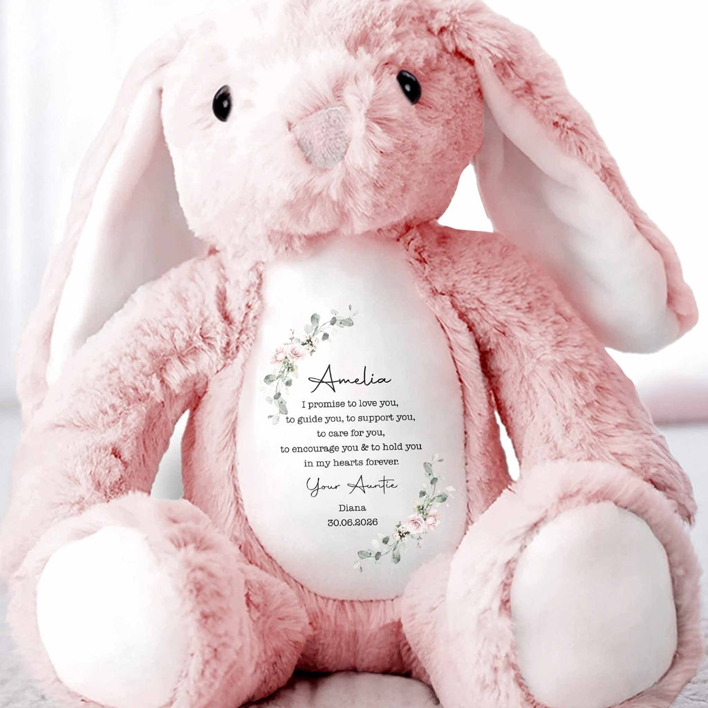 Personalized Stuffed Bunny Custom Name Floral Wreath Gift for Kids Stuffed Bunny GradoCreations