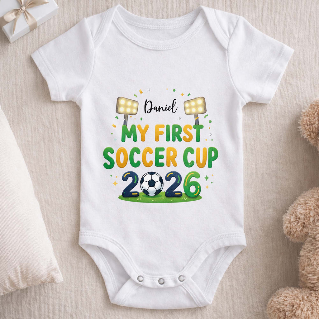 Personalized Baby Onesie Soccer Cup Custom Name Gift for Kids Baby Onesie GradoCreations
