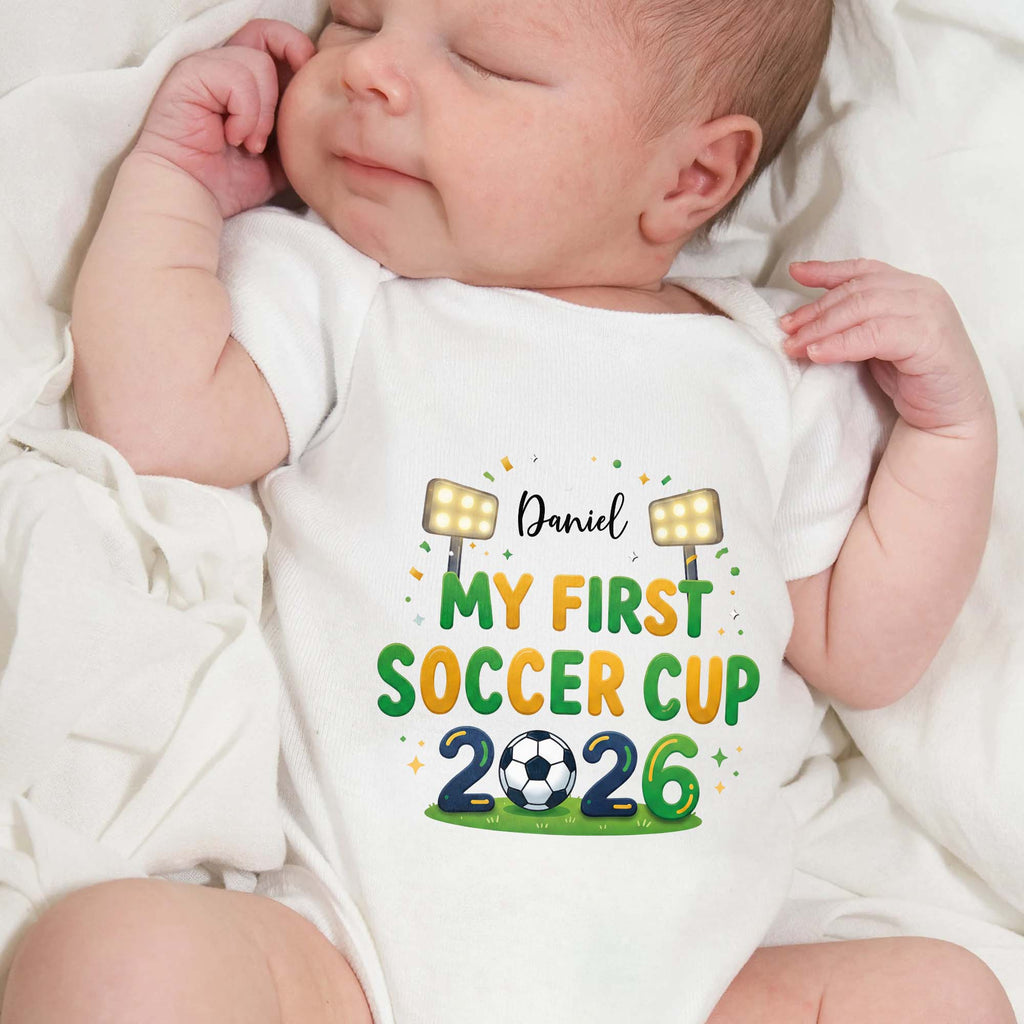 Personalized Baby Onesie Soccer Cup Custom Name Gift for Kids Baby Onesie GradoCreations