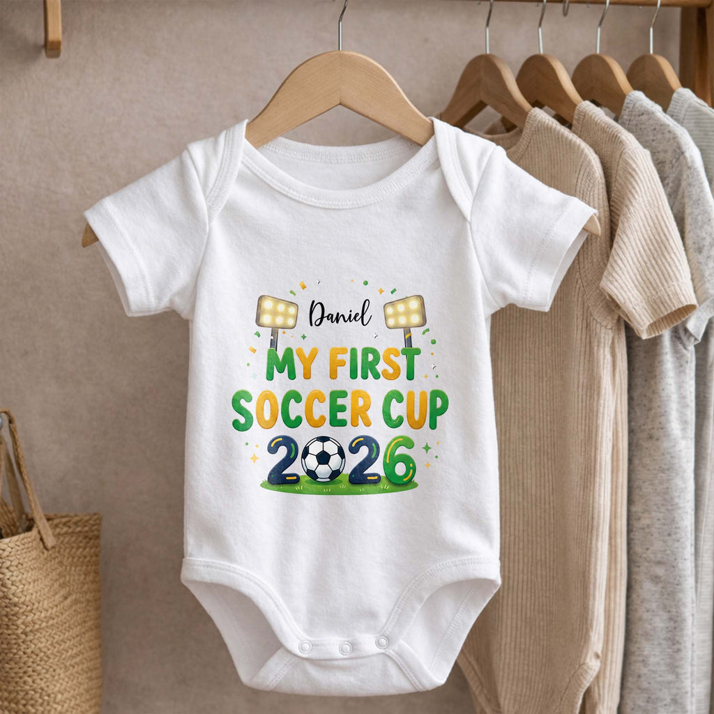 Personalized Baby Onesie Soccer Cup Custom Name Gift for Kids Baby Onesie GradoCreations