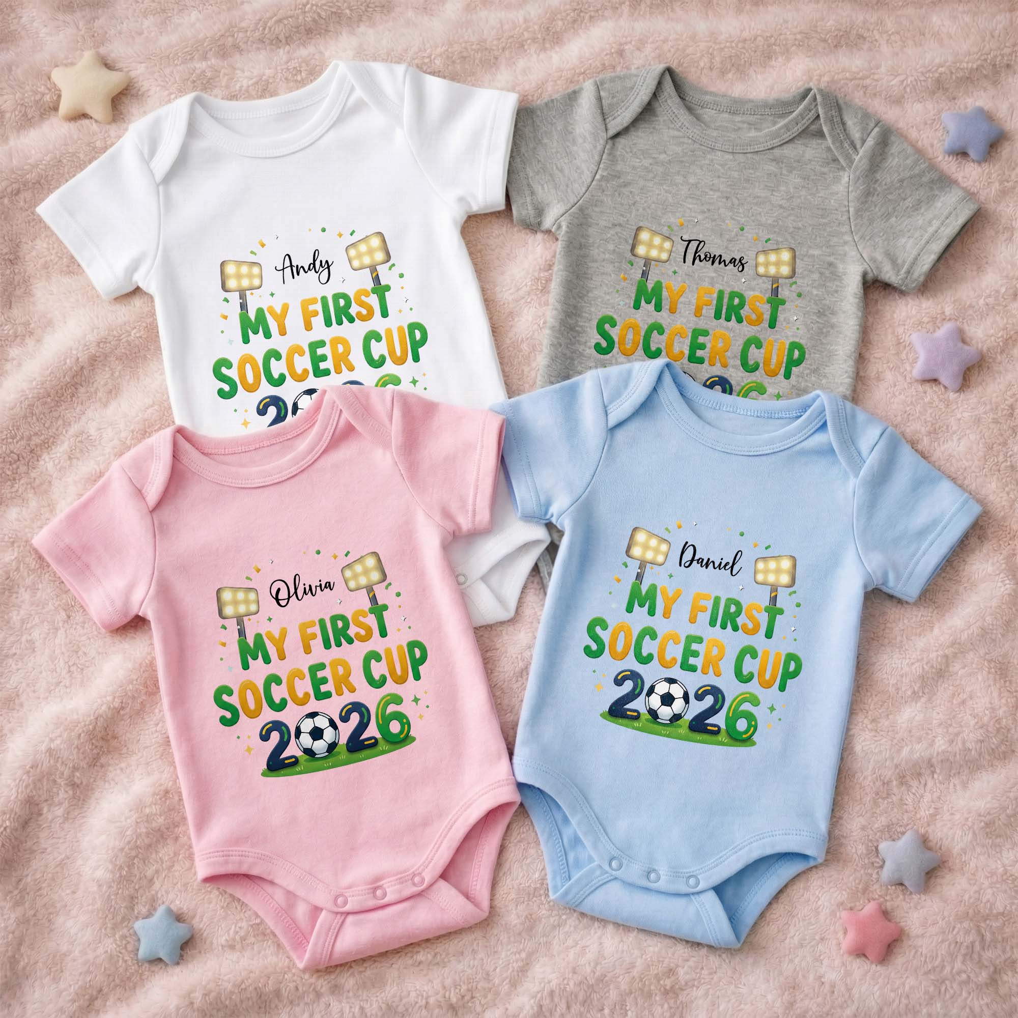 Personalized Baby Onesie Soccer Cup Custom Name Gift for Kids Baby Onesie GradoCreations