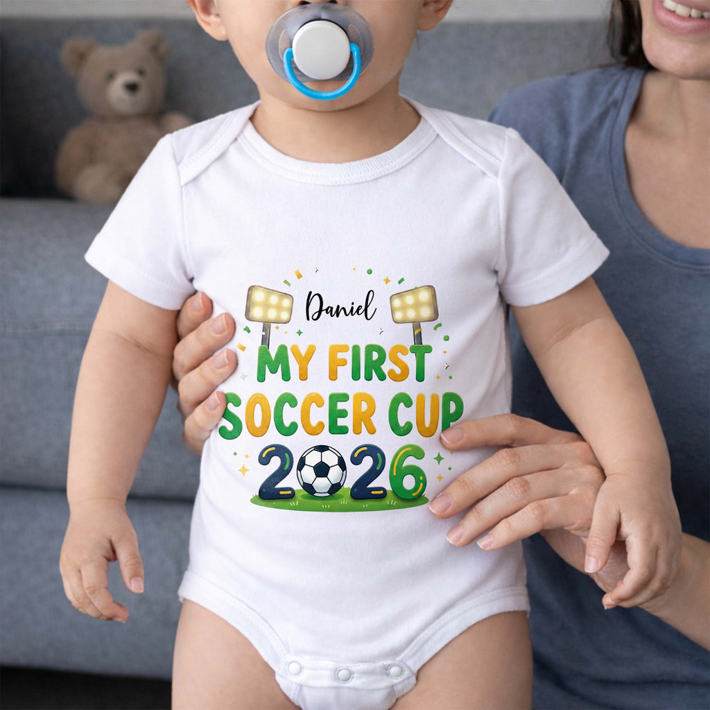 Personalized Baby Onesie Soccer Cup Custom Name Gift for Kids Baby Onesie GradoCreations