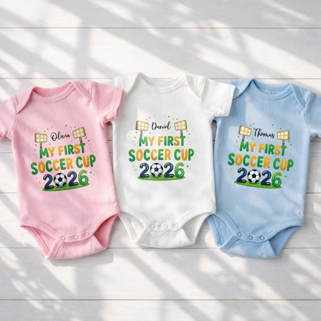 Personalized Baby Onesie Soccer Cup Custom Name Gift for Kids Baby Onesie GradoCreations