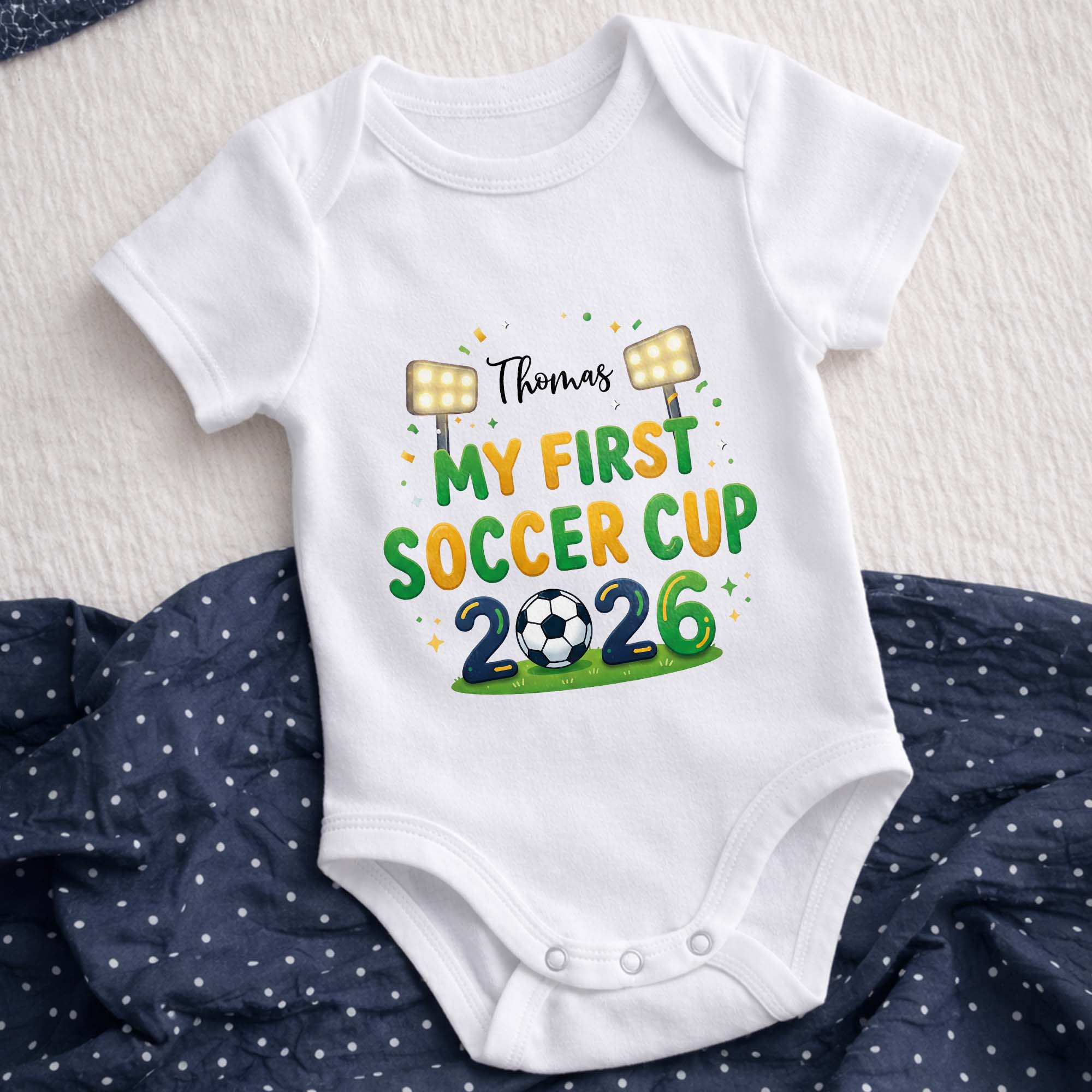 Personalized Baby Onesie Soccer Cup Custom Name Gift for Kids Baby Onesie GradoCreations