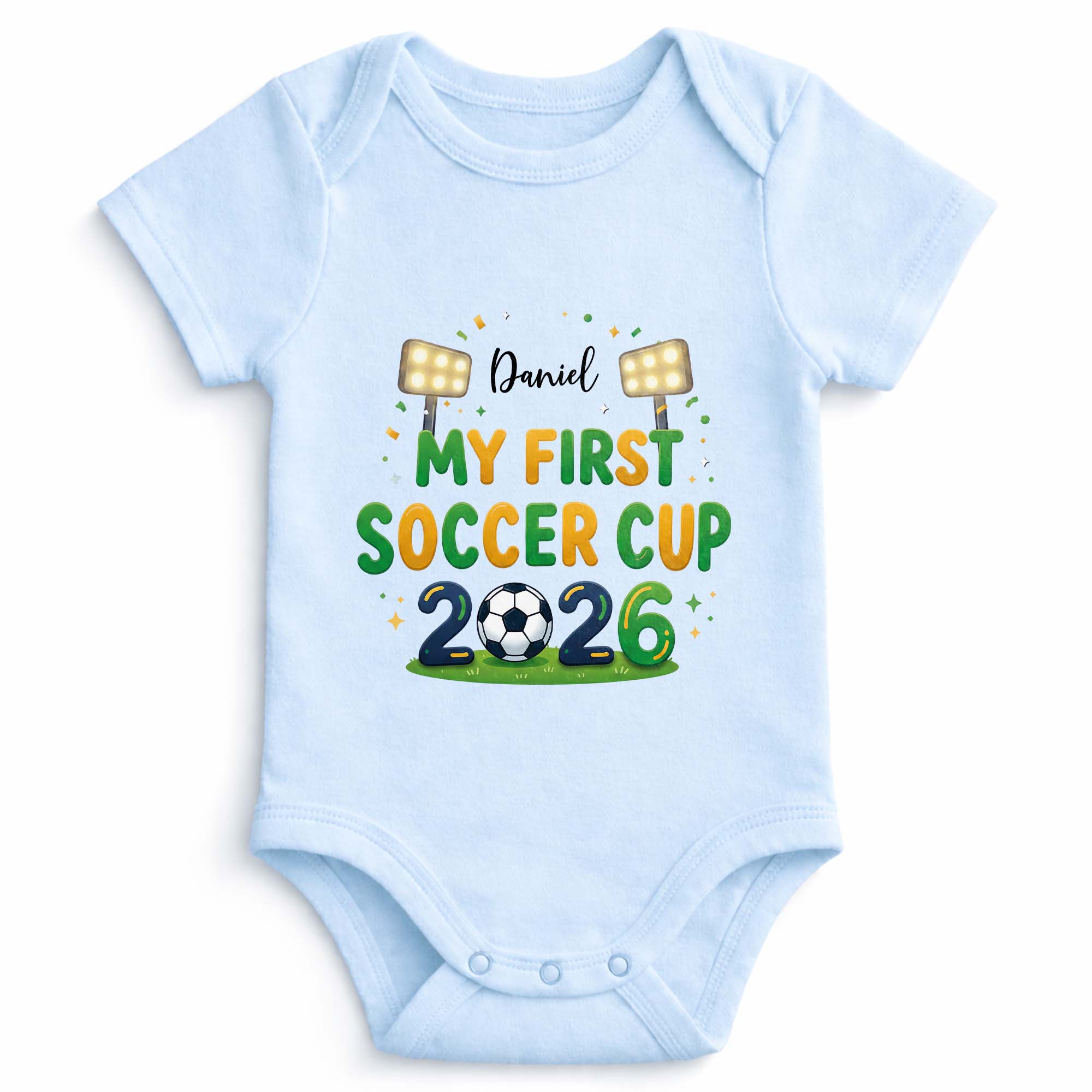 Personalized Baby Onesie Soccer Cup Custom Name Gift for Kids Baby Onesie GradoCreations