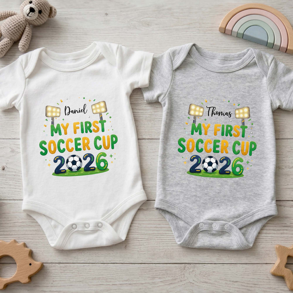 Personalized Baby Onesie Soccer Cup Custom Name Gift for Kids Baby Onesie GradoCreations