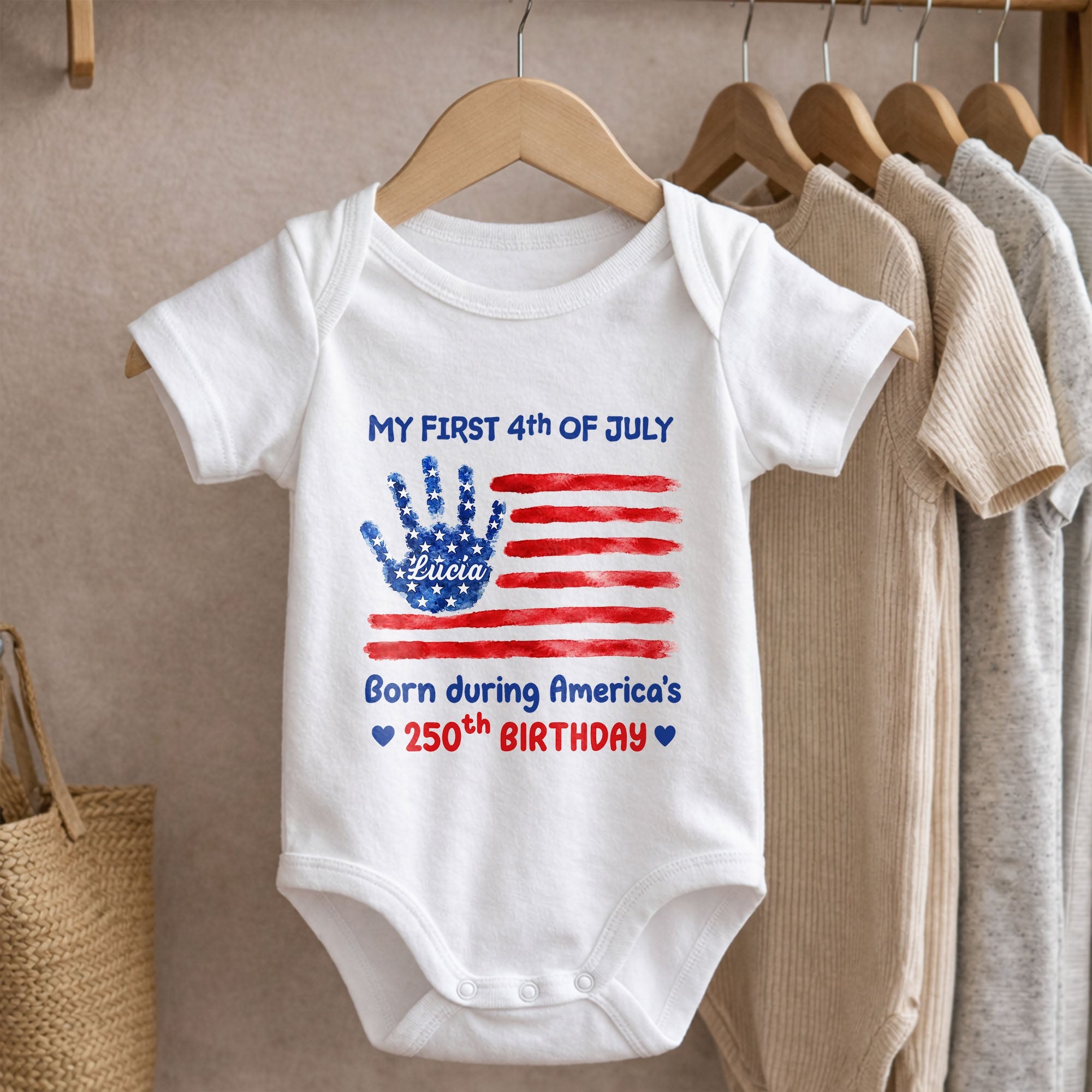 Personalized Baby Onesie 4th of July Handprint Gift Idea Baby Onesie GradoCreations