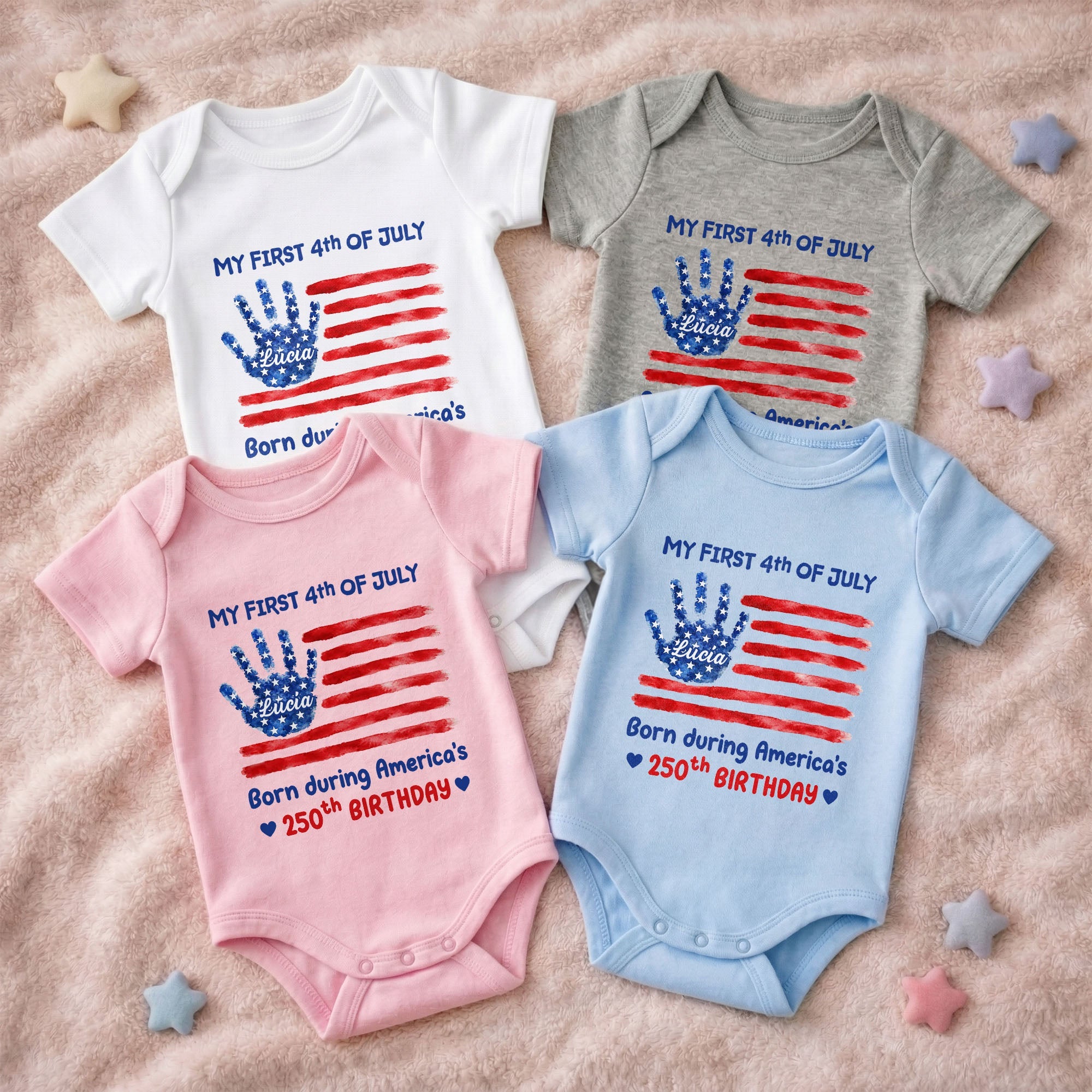 Personalized Baby Onesie 4th of July Handprint Gift Idea Baby Onesie GradoCreations
