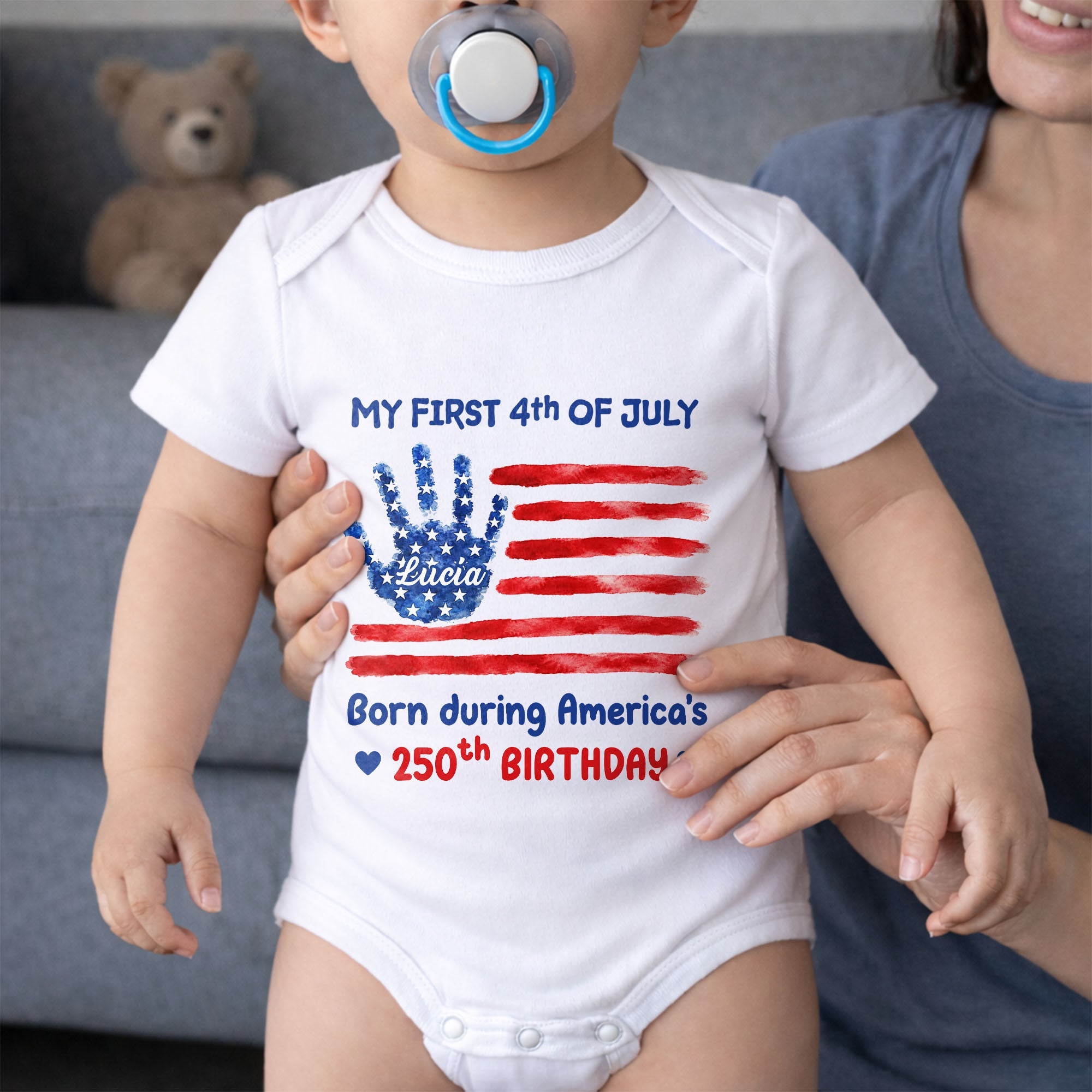 Personalized Baby Onesie 4th of July Handprint Gift Idea Baby Onesie GradoCreations