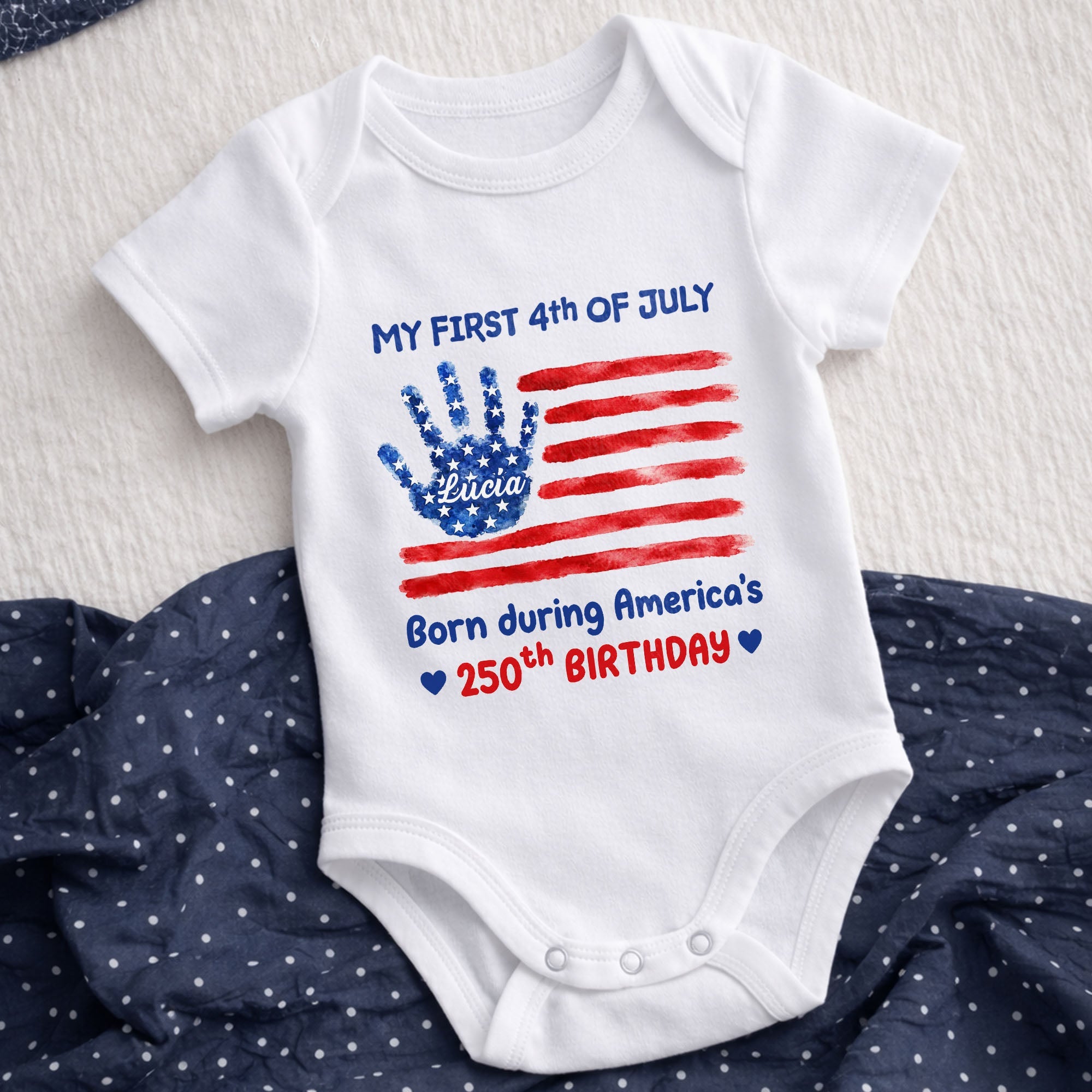 Personalized Baby Onesie 4th of July Handprint Gift Idea Baby Onesie GradoCreations