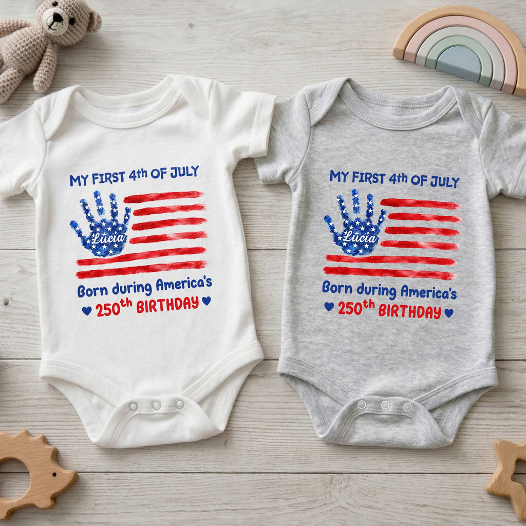 Personalized Baby Onesie 4th of July Handprint Gift Idea Baby Onesie GradoCreations