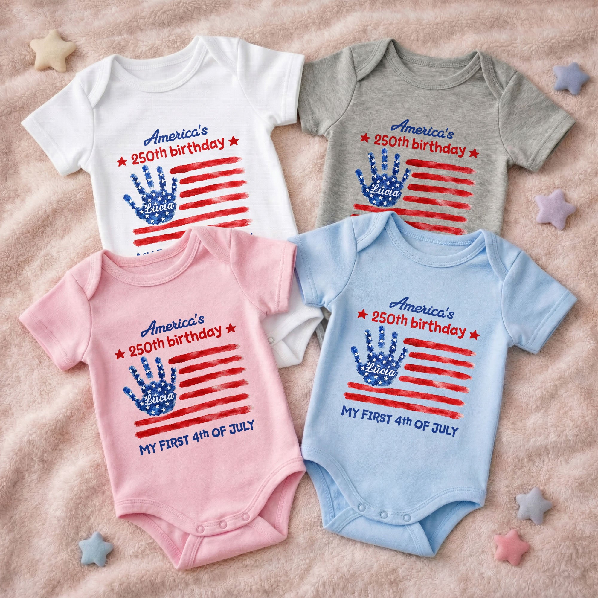 Personalized Baby Onesie Custom Name 4th of July Gift Baby Onesie GradoCreations