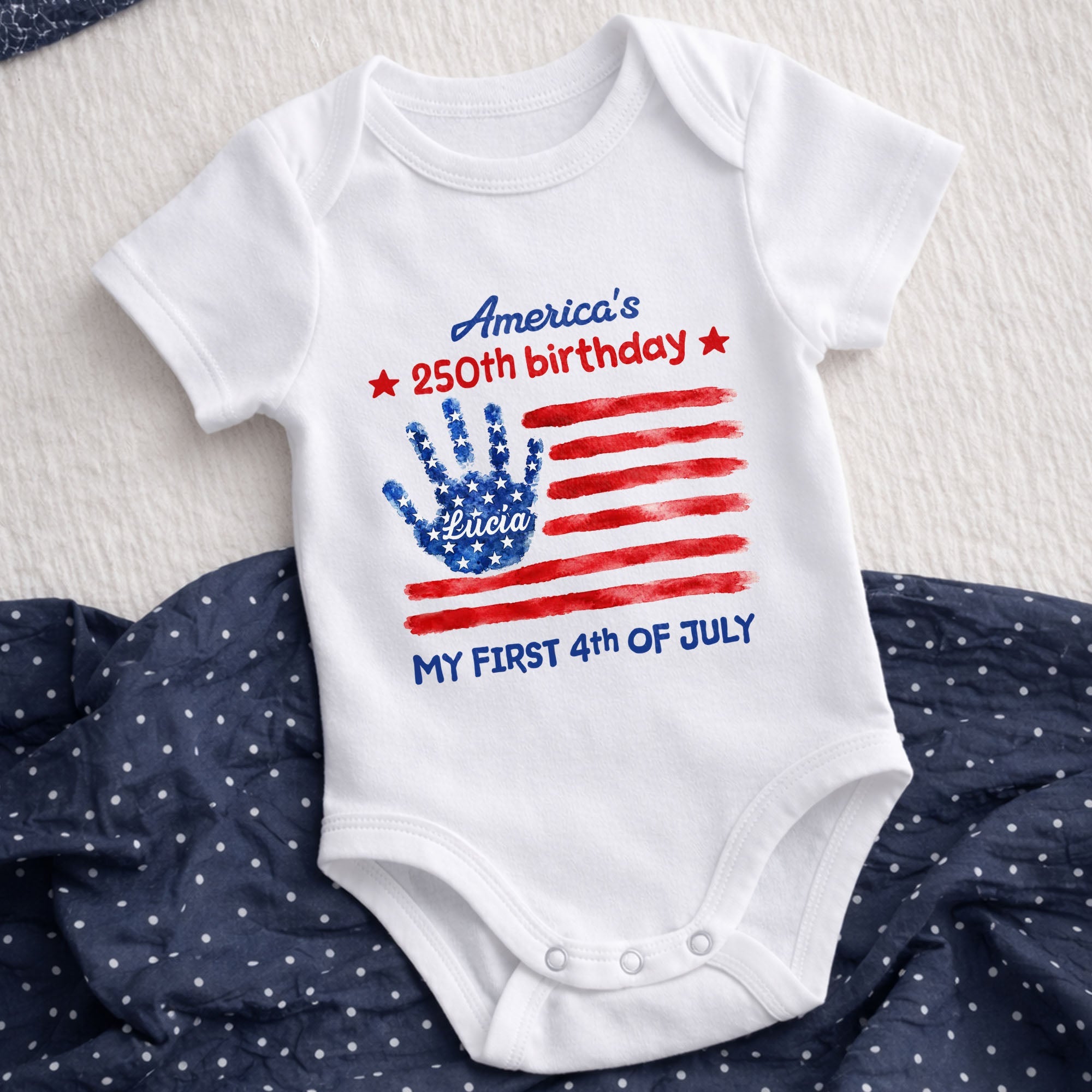 Personalized Baby Onesie Custom Name 4th of July Gift Baby Onesie GradoCreations