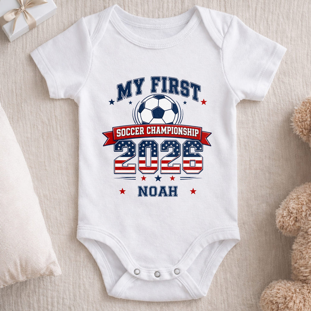 Personalized Baby Onesie My First Soccer Championship Gift