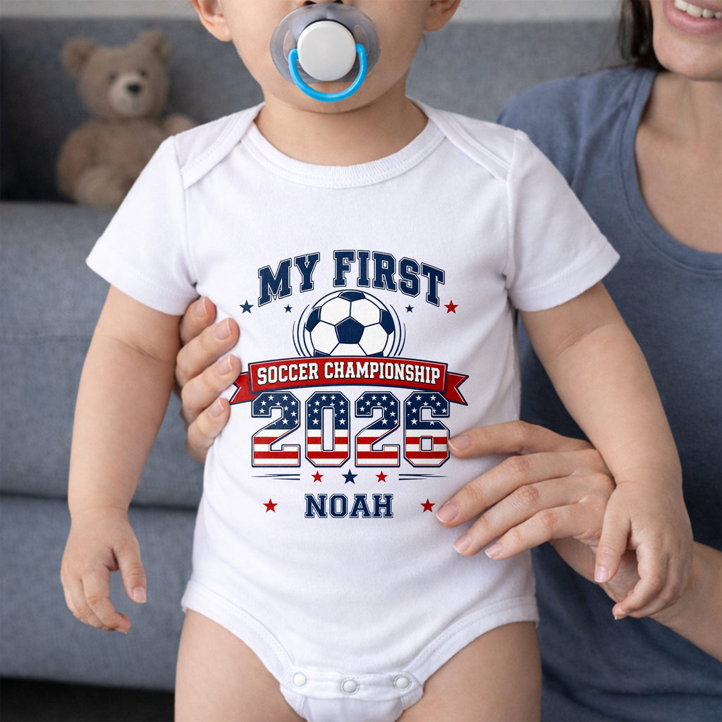 Personalized Baby Onesie My First Soccer Championship Gift