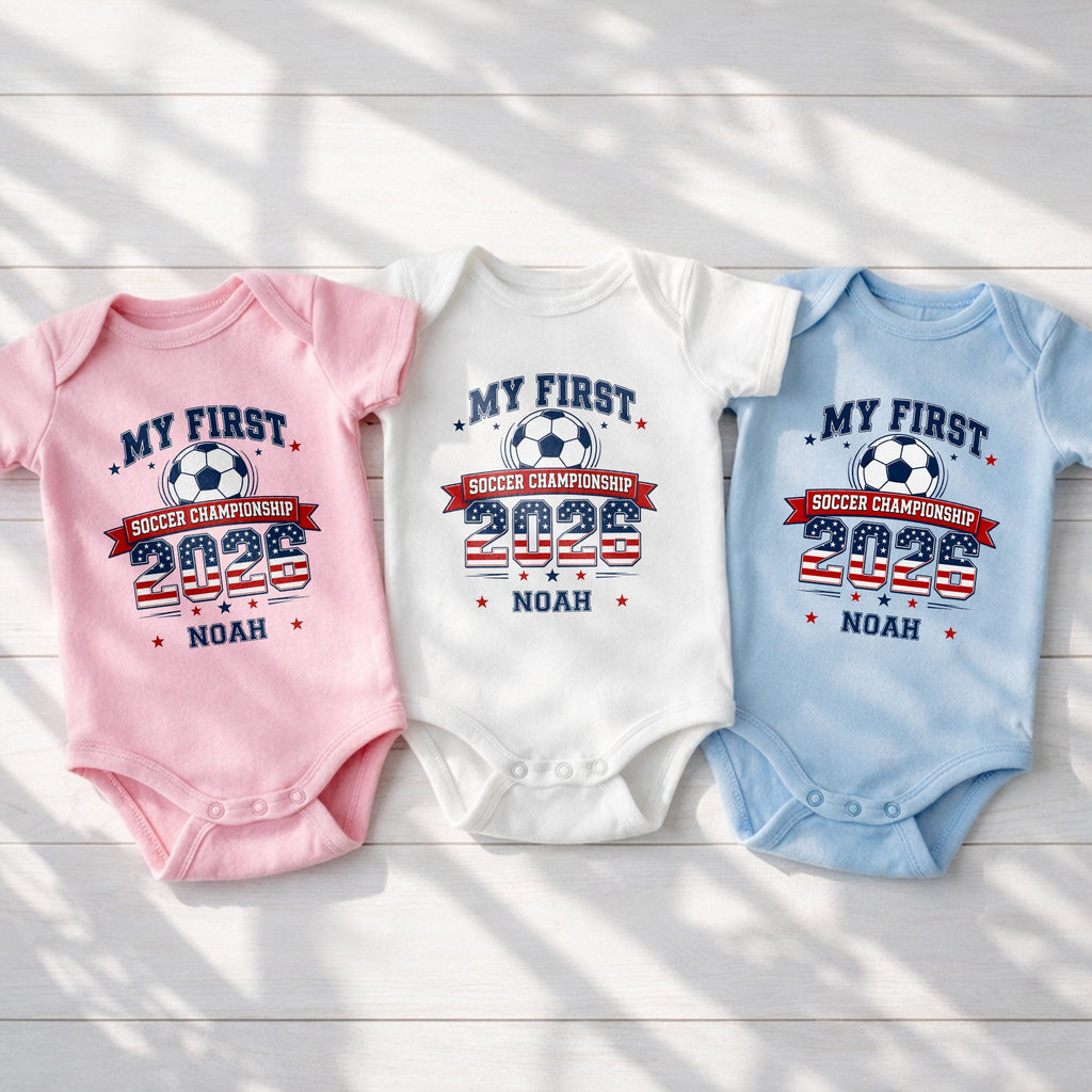 Personalized Baby Onesie My First Soccer Championship Gift