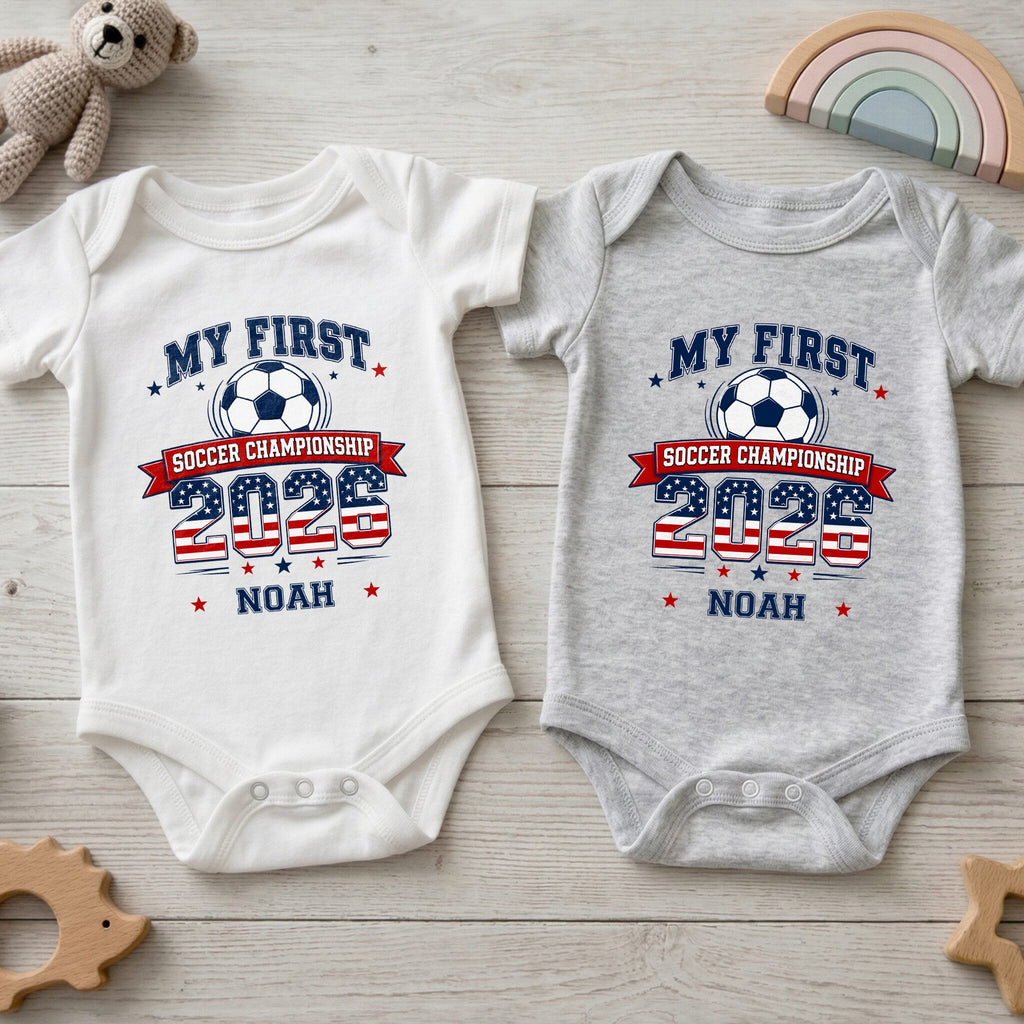 Personalized Baby Onesie My First Soccer Championship Gift