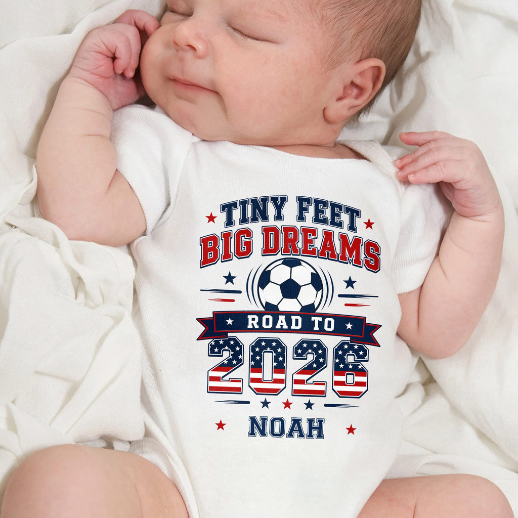Personalized Custom Baby Onesie Tiny Feet Big Dreams Gift