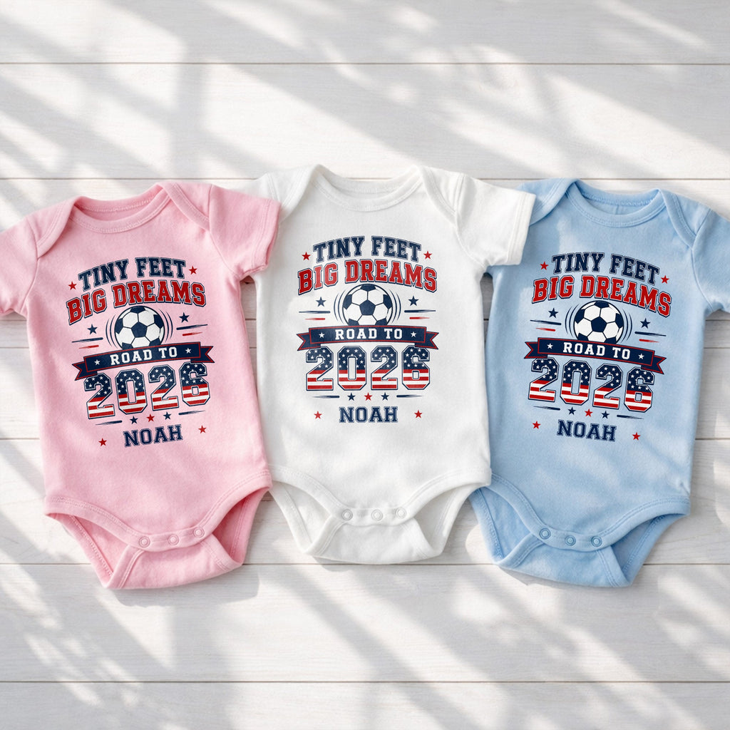 Personalized Custom Baby Onesie Tiny Feet Big Dreams Gift
