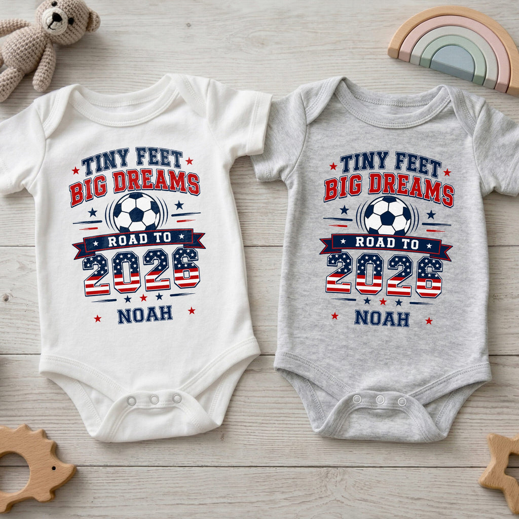 Personalized Custom Baby Onesie Tiny Feet Big Dreams Gift