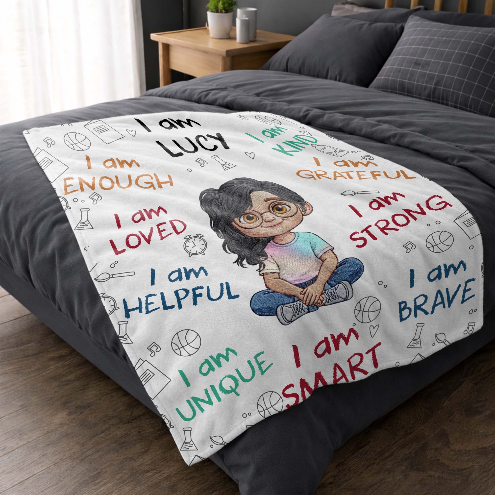 Personalized Fleece Blanket Custom Name Gift for Kids Blanket GradoCreations