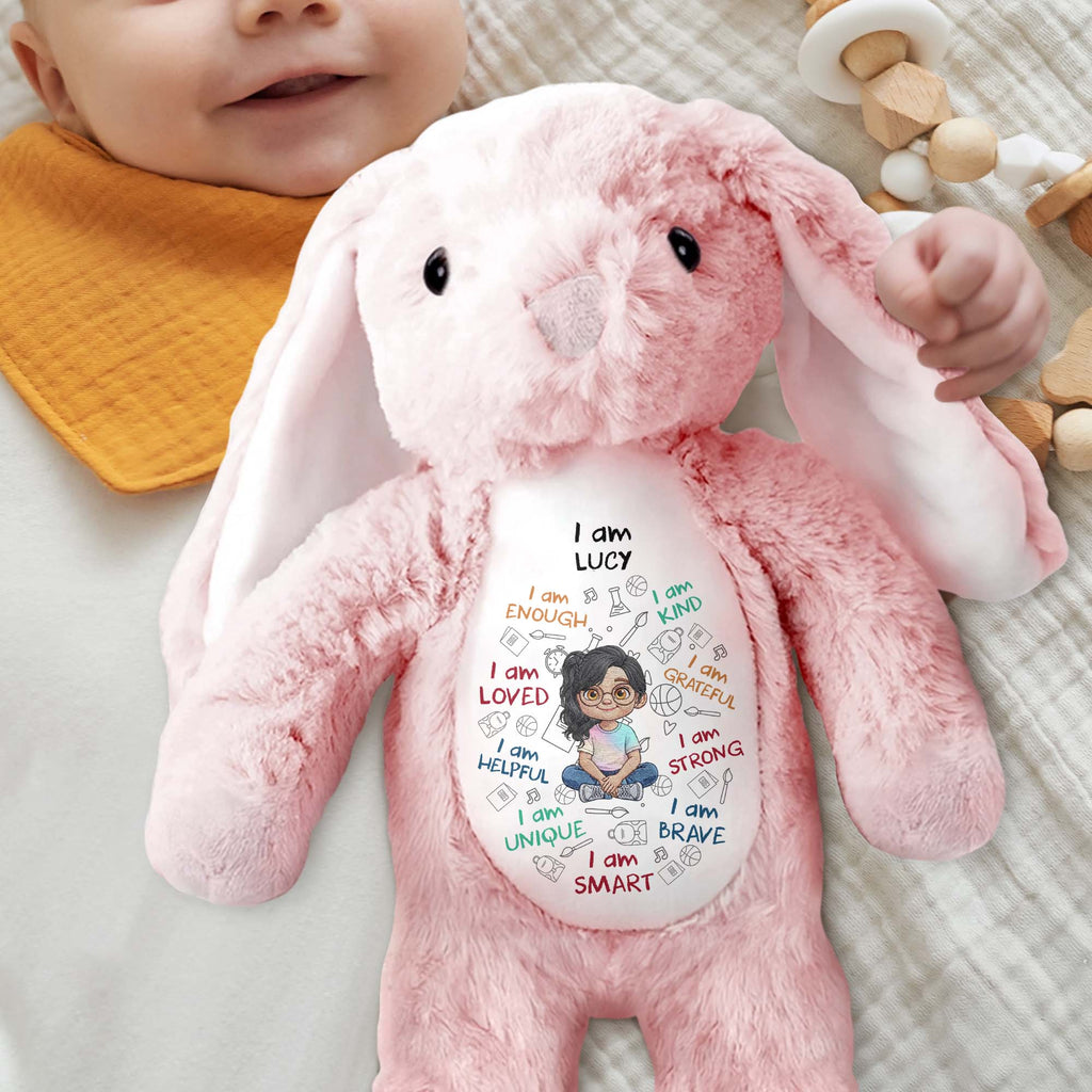 Personalized Stuffed Bunny Custom Name Affirmations Gift for Kids Stuffed Bunny GradoCreations